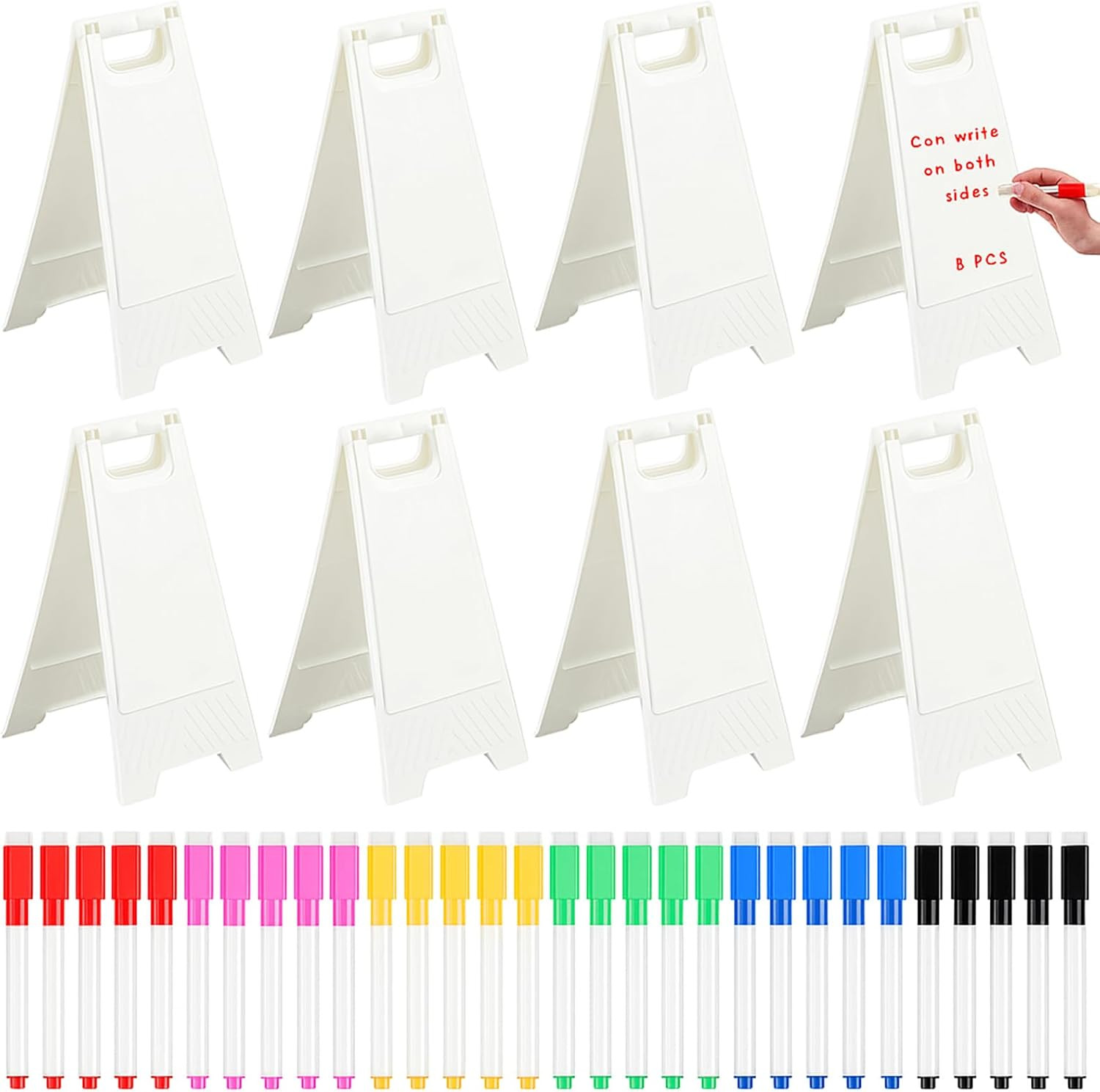 8 Pack A-Frame Sandwich Board Dry Erase Sidewalk Sign 24×12 Double Sided