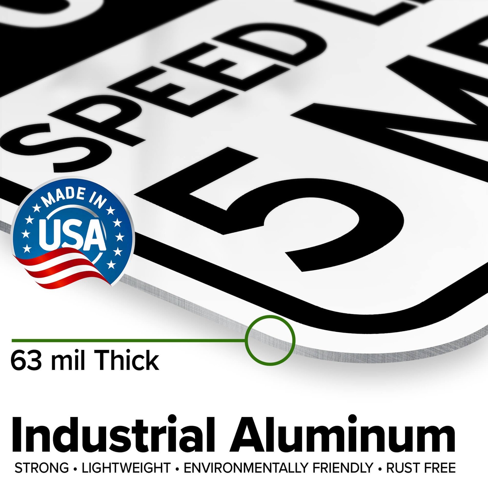 Slow Down Speed Limit 5 MPH Sign, 12 x 18, Reflective 0.63 Aluminum, Fade Resist