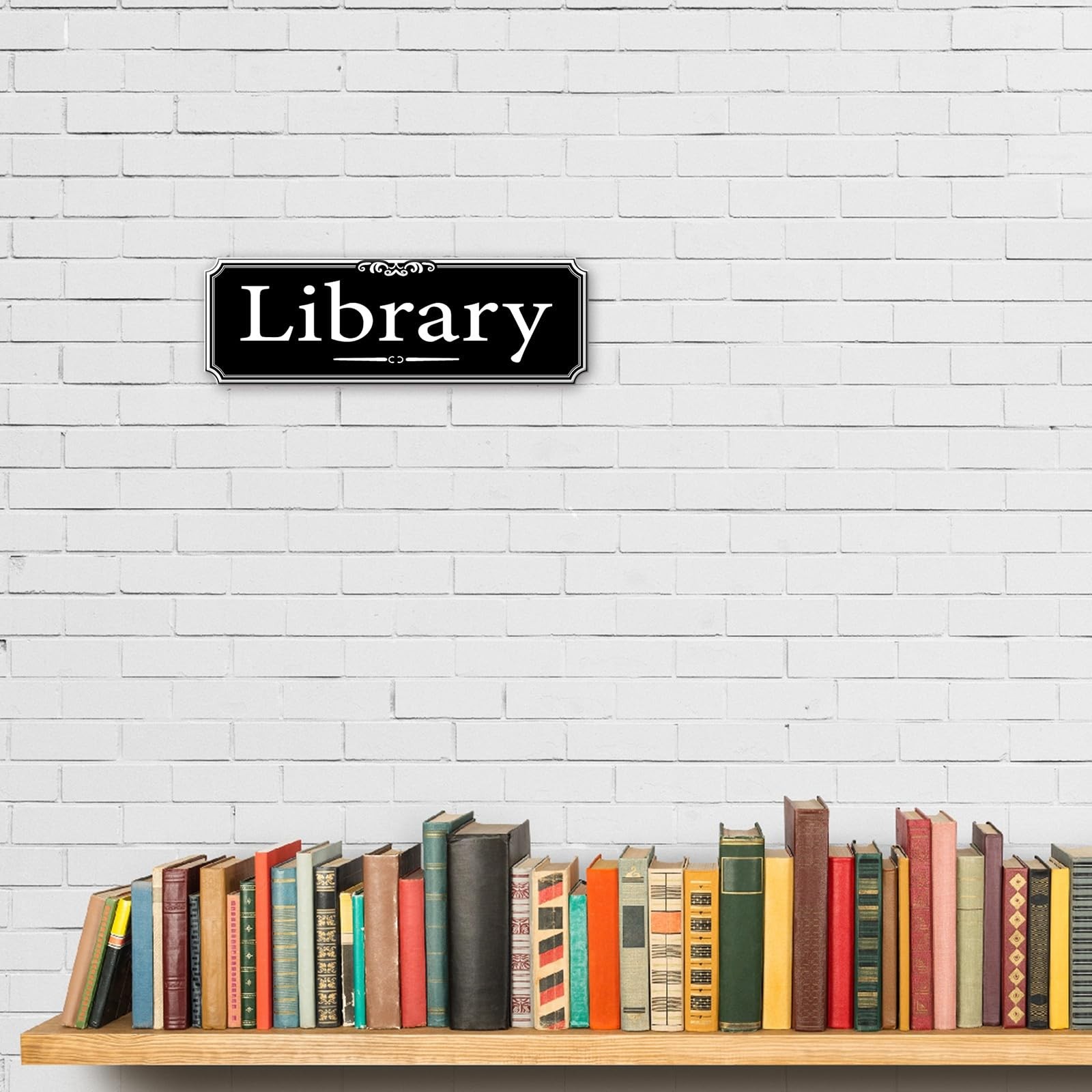 9×3 Inch Library Door Sign Acrylic Self-Stick Signage School Reading Room Blk