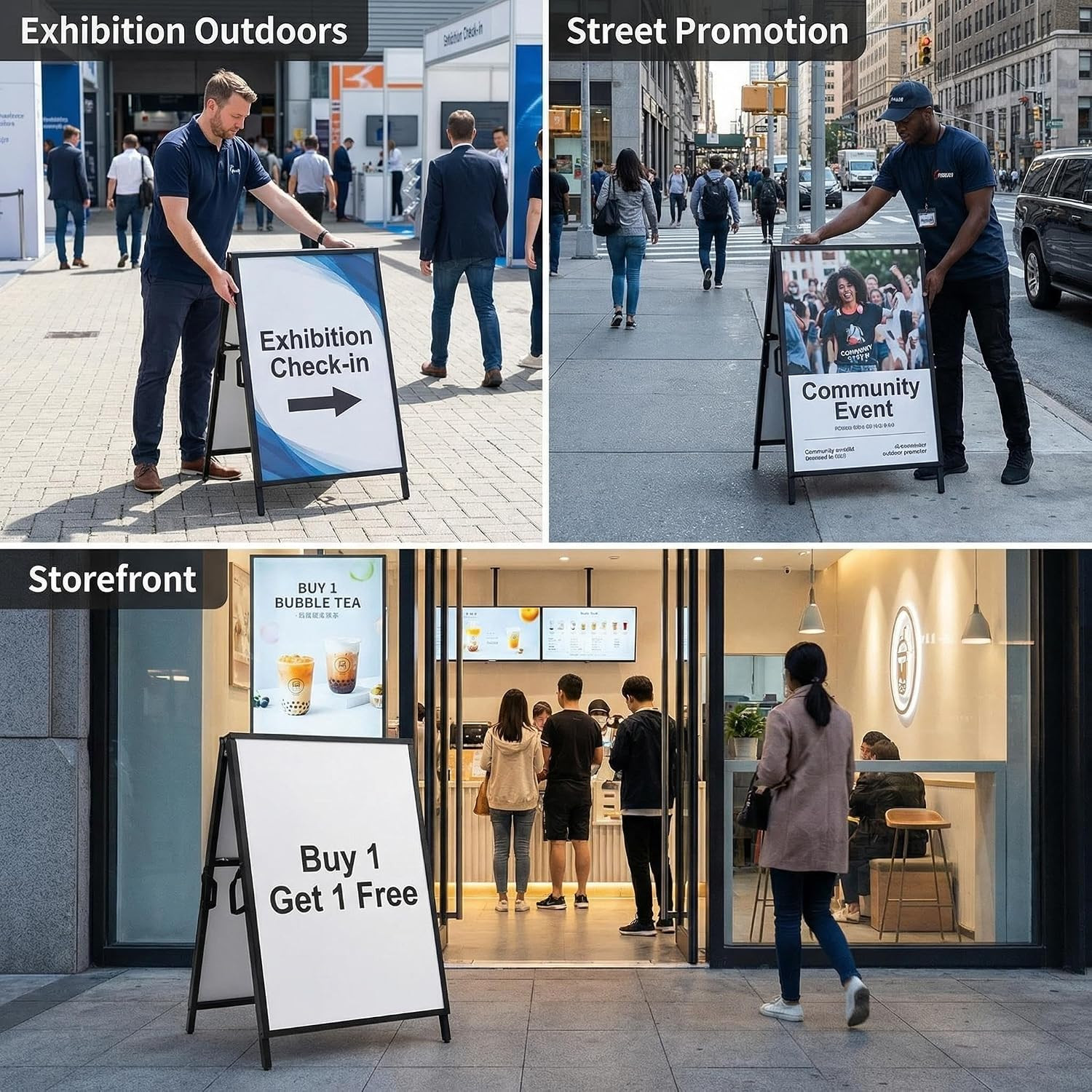 a Frame Sidewalk Sign 24X36 Inches Sandwich Board Signs Outdoor Heavy Duty Doubl