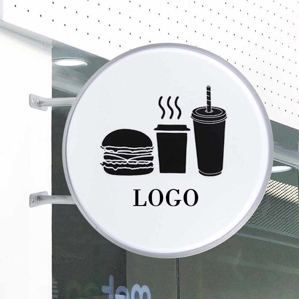 Round LED Light Box Double Side Outdoor Advertising Illuminated Projecting Sign