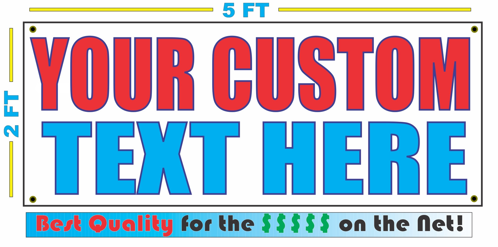 CUSTOM TEXT 4 WORDS Banner Sign NEW 2X5