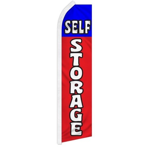 Pack of 2 Self Storage Advertising Swooper Feather Flag Storage RD/BL 100D