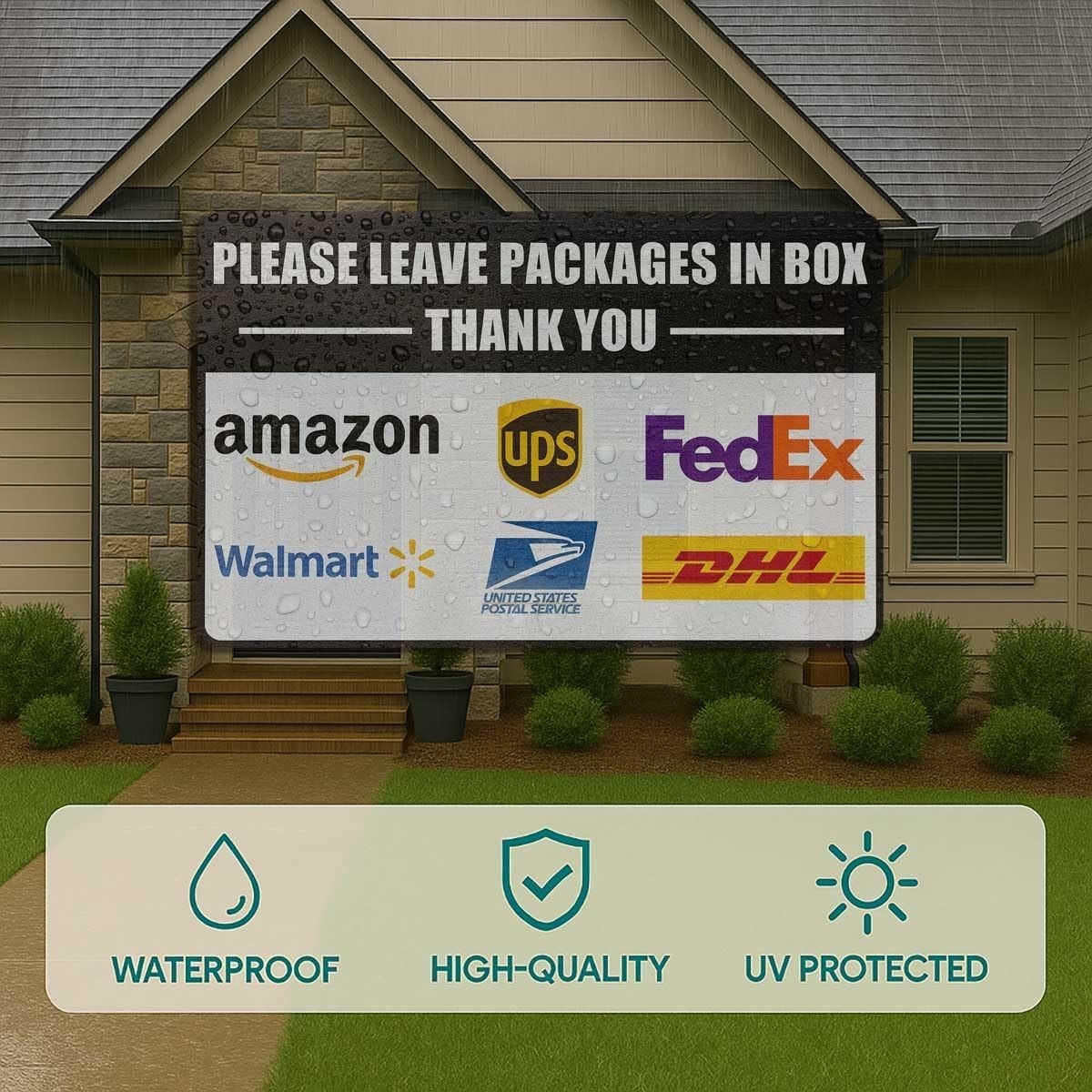 2 Pack Delivery Signs for Packages – 11 X 7 Inches Vinyl Self-Adhesive Stickers