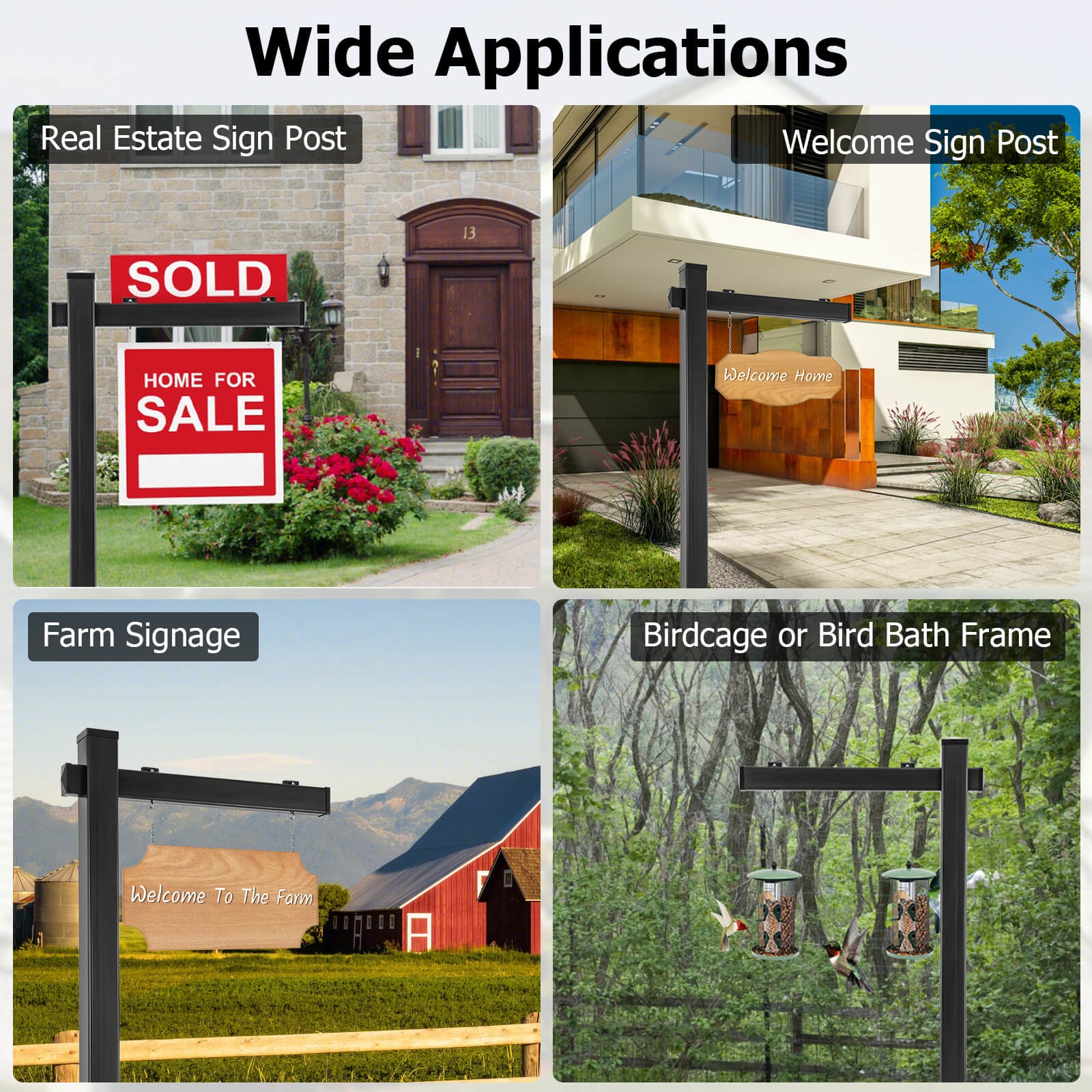 6&prime; UPVC Real Estate Sign Post Open House Yard Home for Sale W/Stake