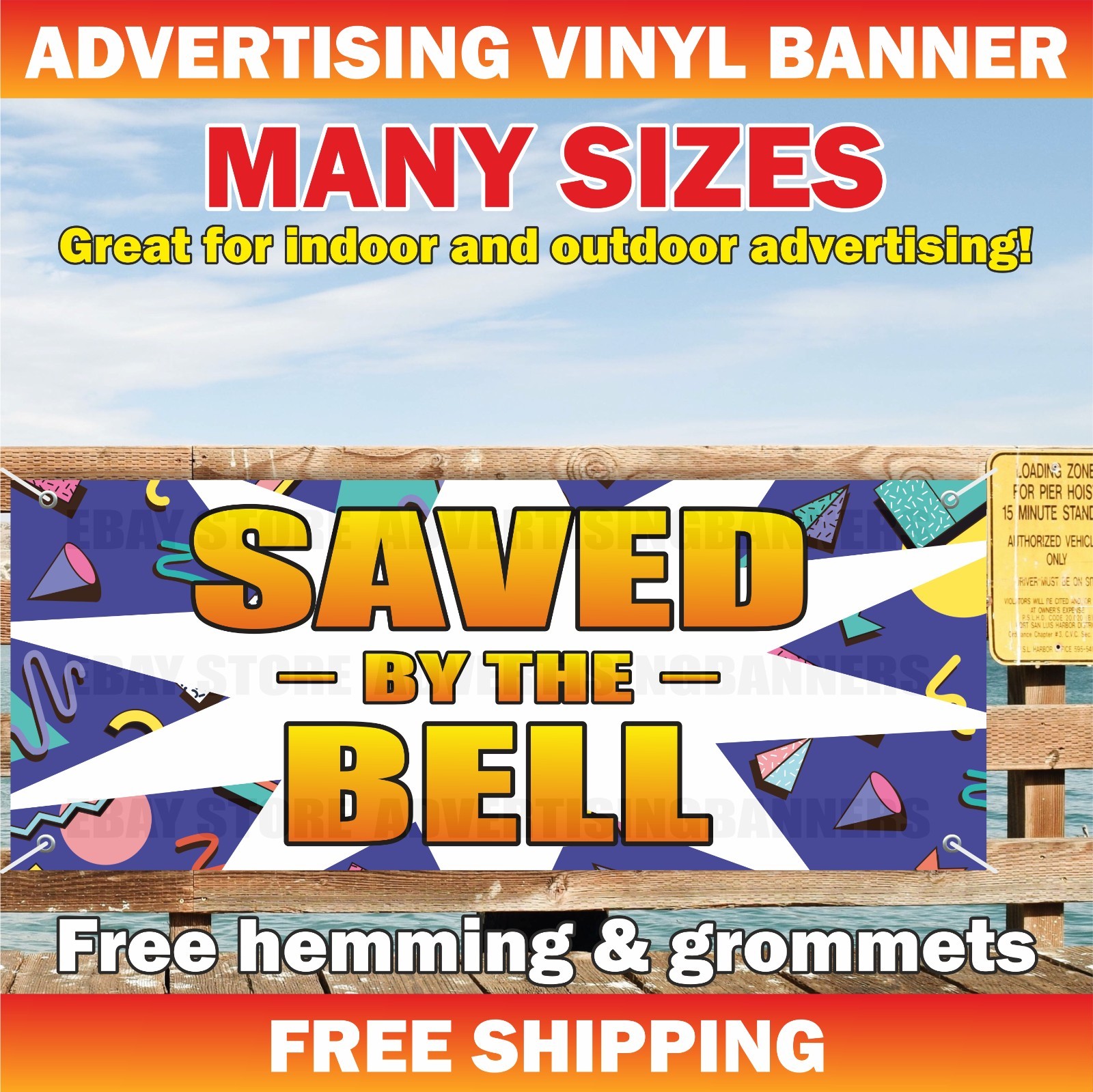 SAVED BY THE BELL Advertising Banner Vinyl Mash Sign Retro