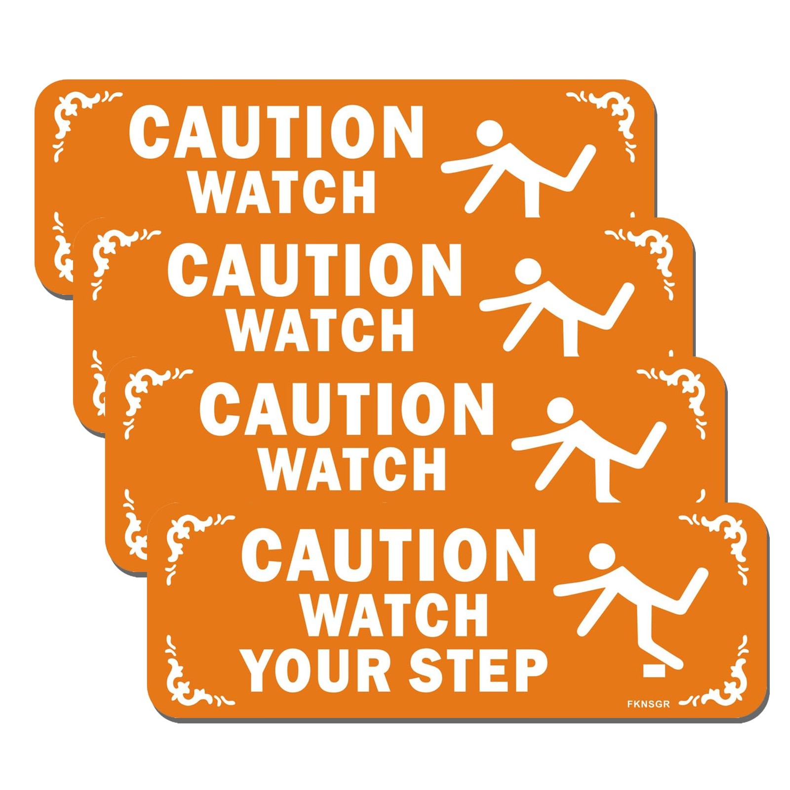 Caution Watch Your Step Sign 4 PCS, 9 x 3 inches Acrylic Sign for Bathroom, U…