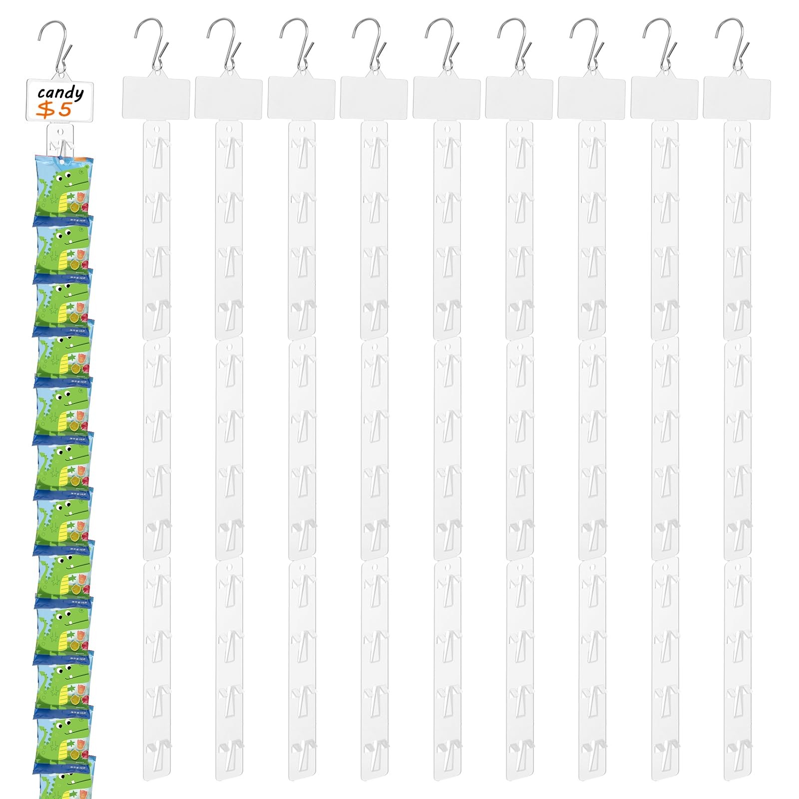 Hoedia 10 Pack Station Hanging Strips Plastic Display Merchandise Strip with Cli