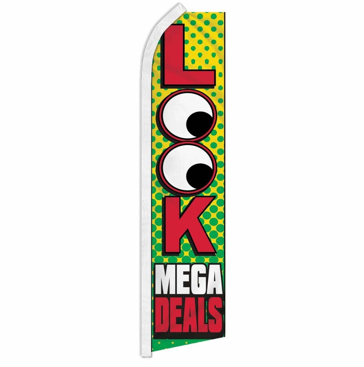 « LOOK MEGA DEALS » advertising super flag swooper banner business sign sale buy