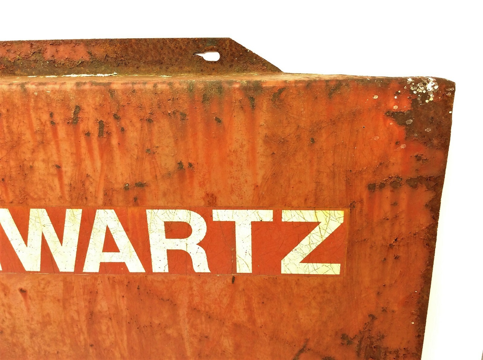 Vintage Metal Steel Painted Red Schwartz One Sided Business Sign Advertising