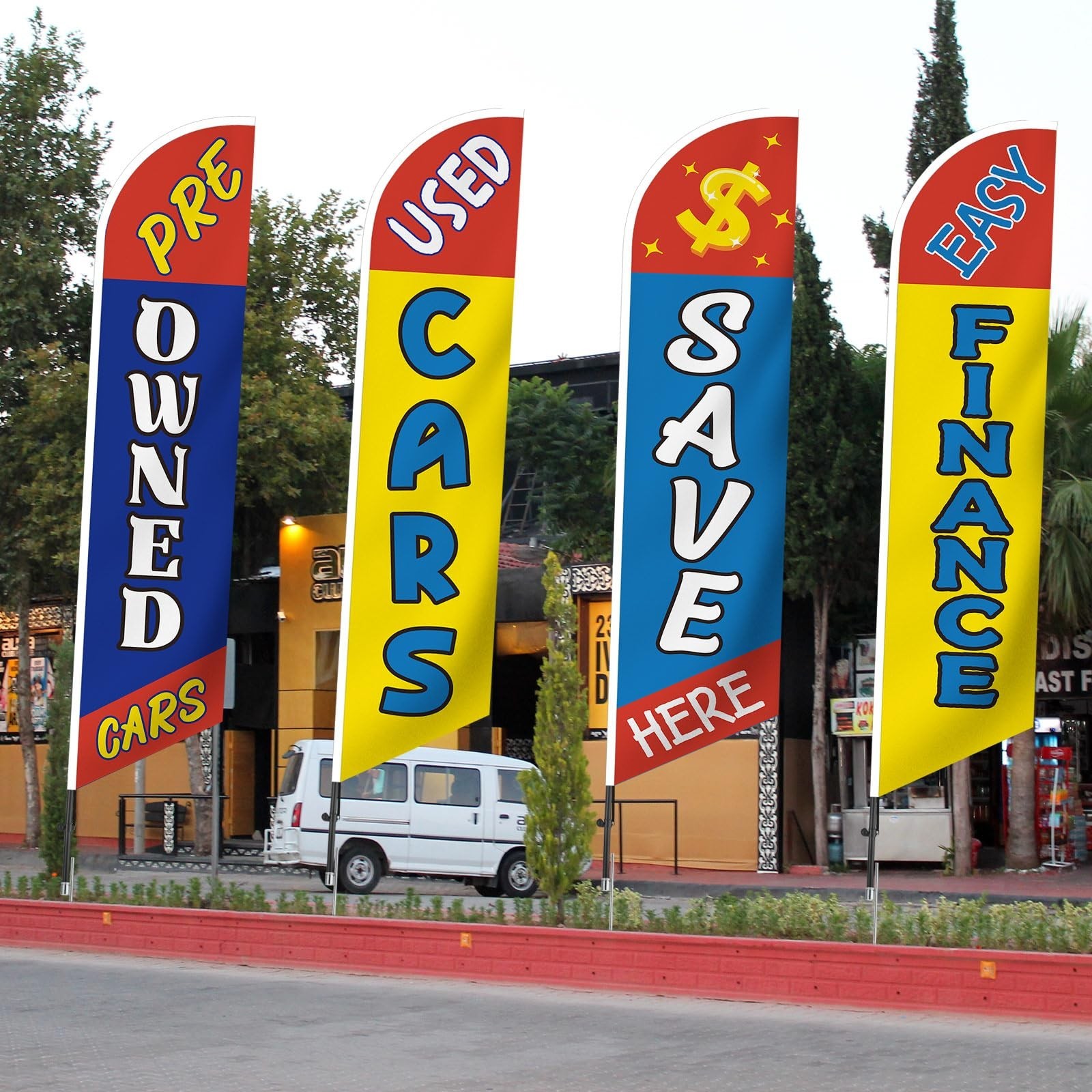 12ft Windless Swooper Flags – 4 Pcs Used Cars Advertising for Auto Sales