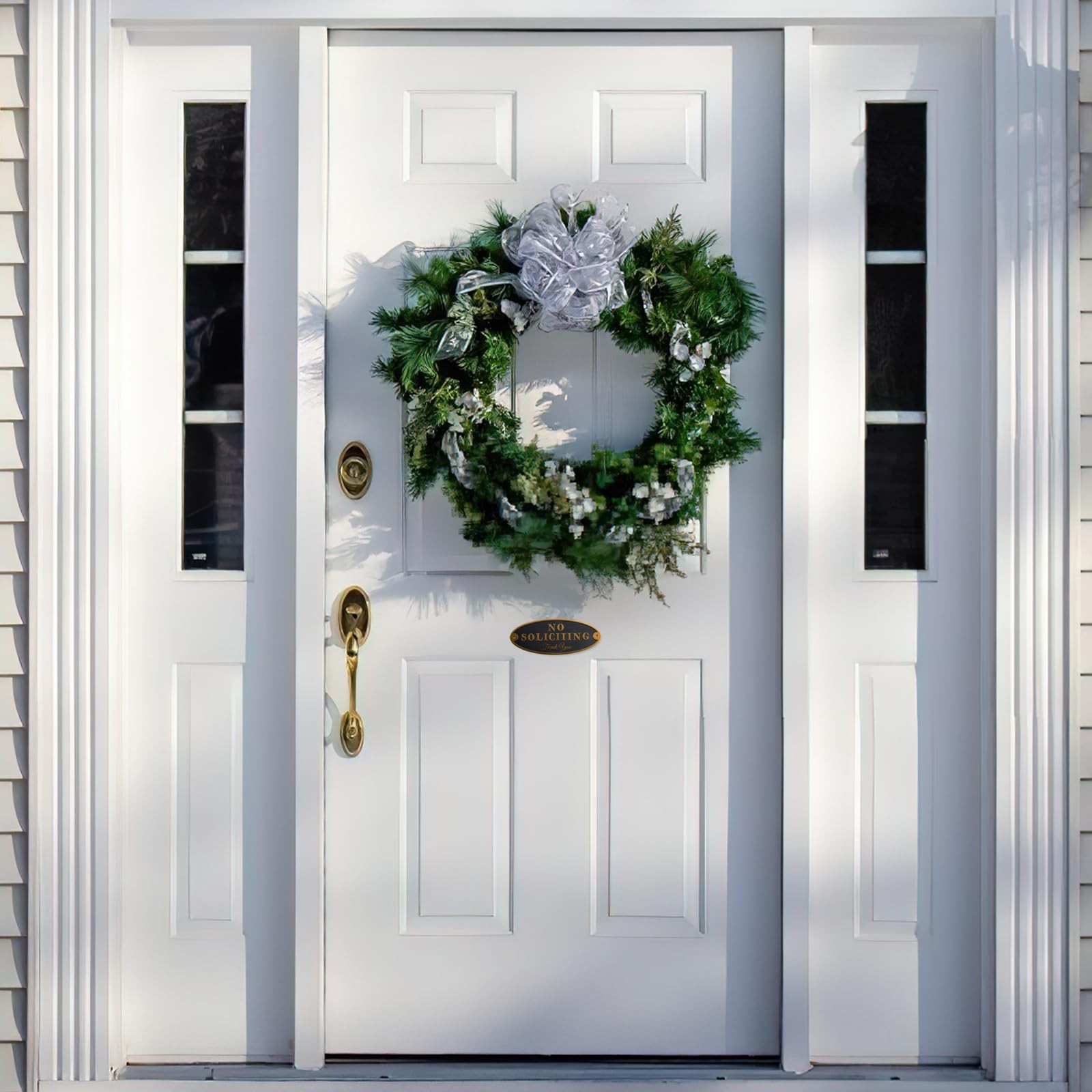 Brass No Soliciting Sign for House Office – No Soliciting Sign for Front Door- M