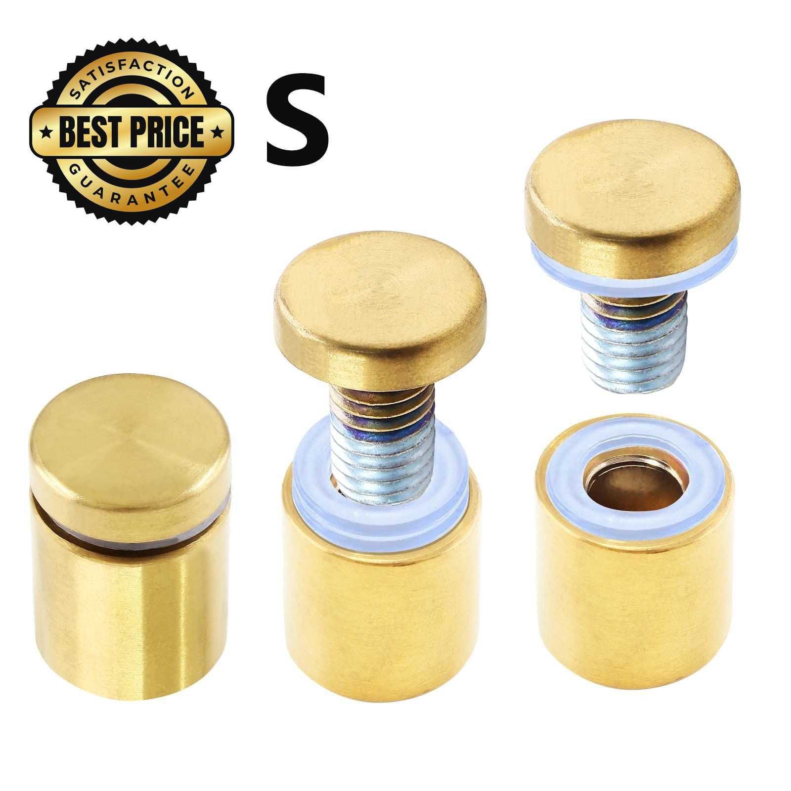 Auvotuis 8Pcs 3/4 x 1 Inch Stainless Steel Standoff Screws, Sign Holders Gold