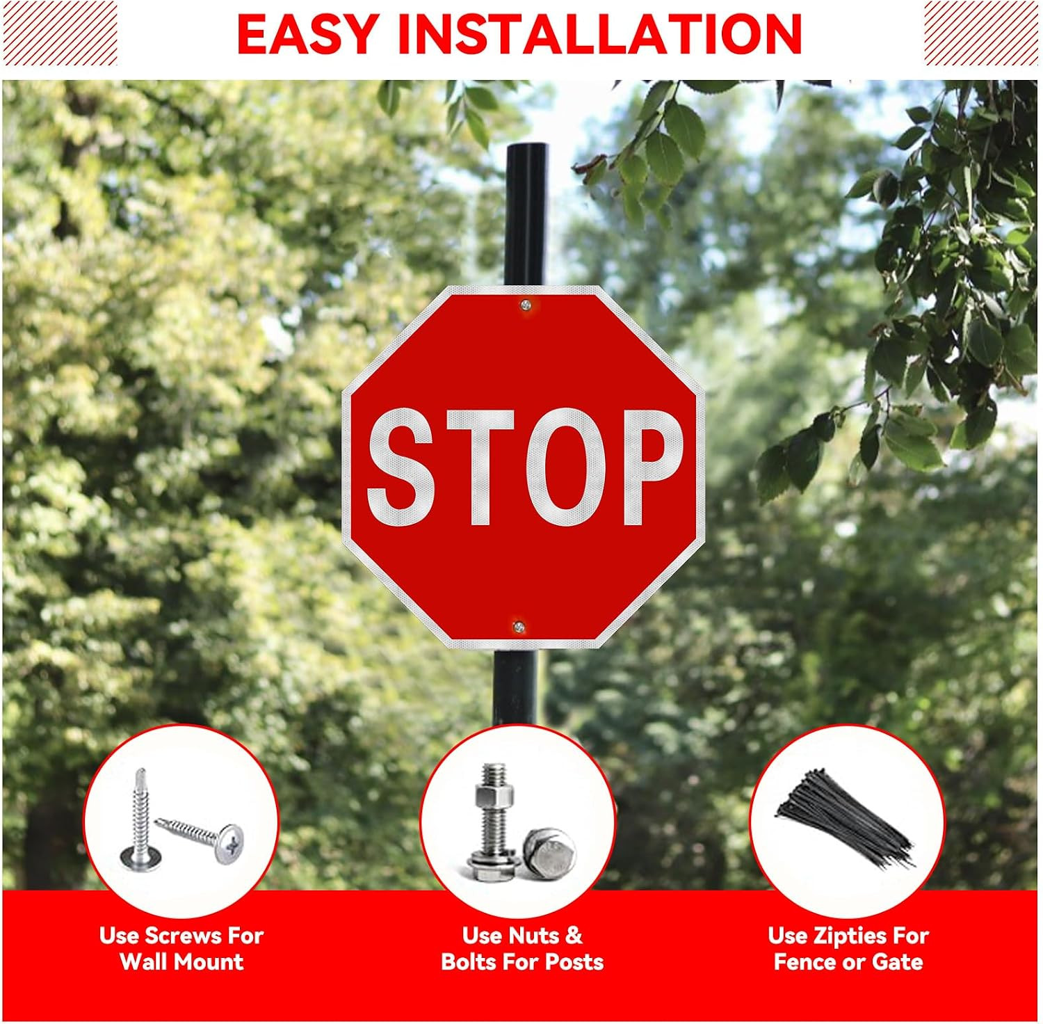 Stop Sign, 12 X 12 Inch Octagonal High Strength Aluminum Reflective Panel