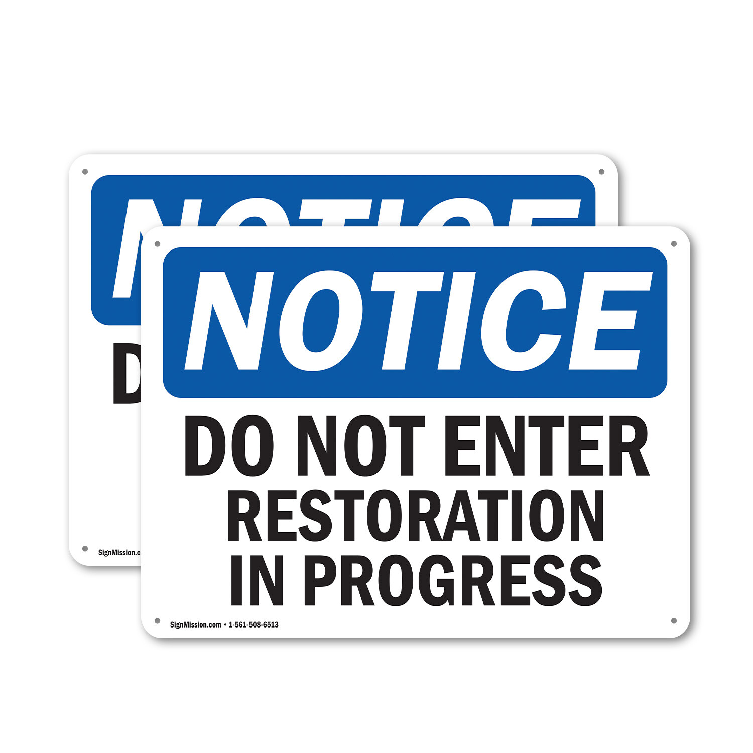 (2 Pack) Do Not Enter Restoration In Progress OSHA Notice Sign Decal Metal