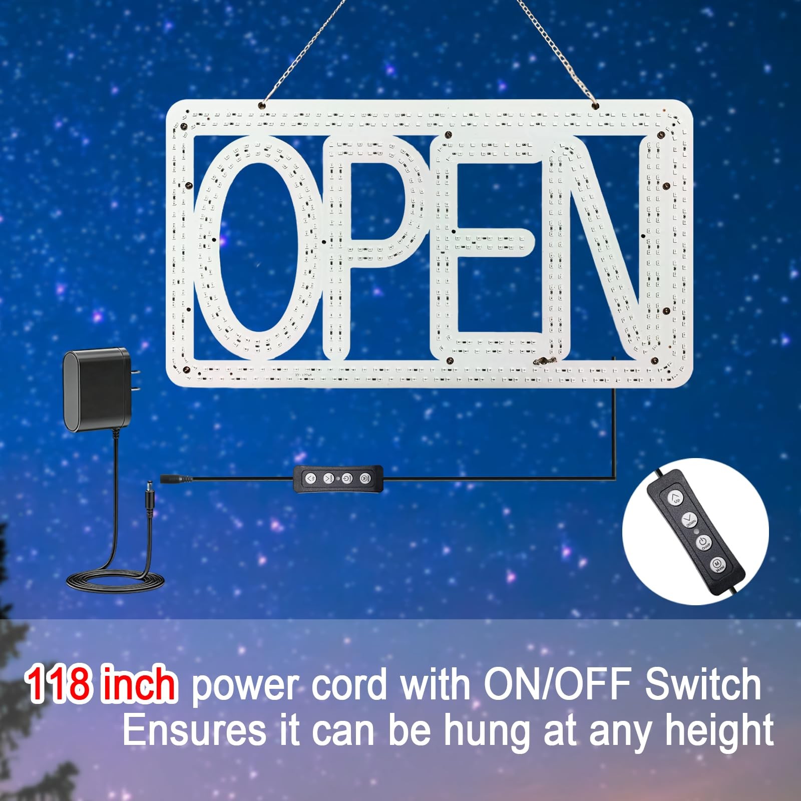 16.5&Prime;x9&Prime; Horizontal LED Open Sign for Business – Ultra Bright & Dimmable Sign…