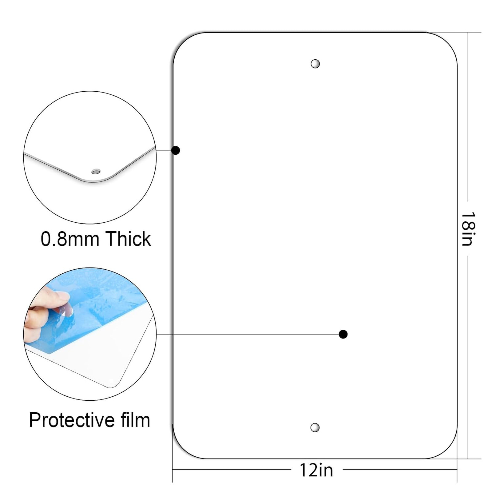 White Metal Sign Blanks 18×12 Inches Aluminum Weatherproof Heavy Duty