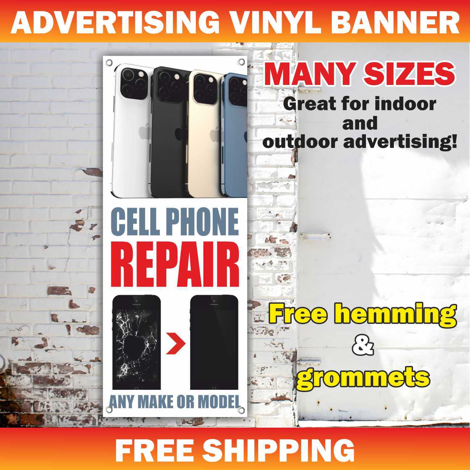 CELL PHONE REPAIR Advertising Banner Vinyl Mesh Sign service fix laptop shop