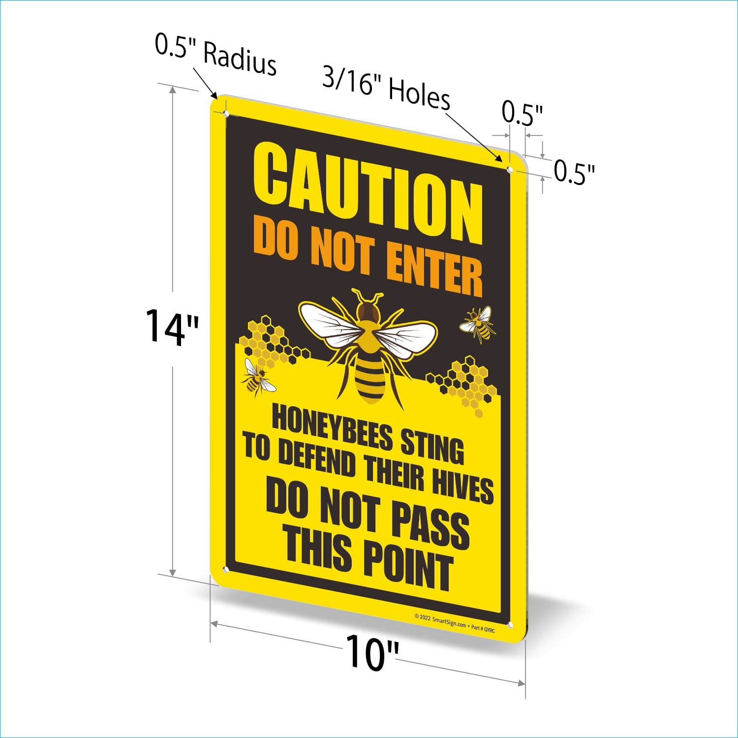 10 x 14 inch “Caution – Do Not Enter, Honeybees Sting To Defend Hives” Metal …