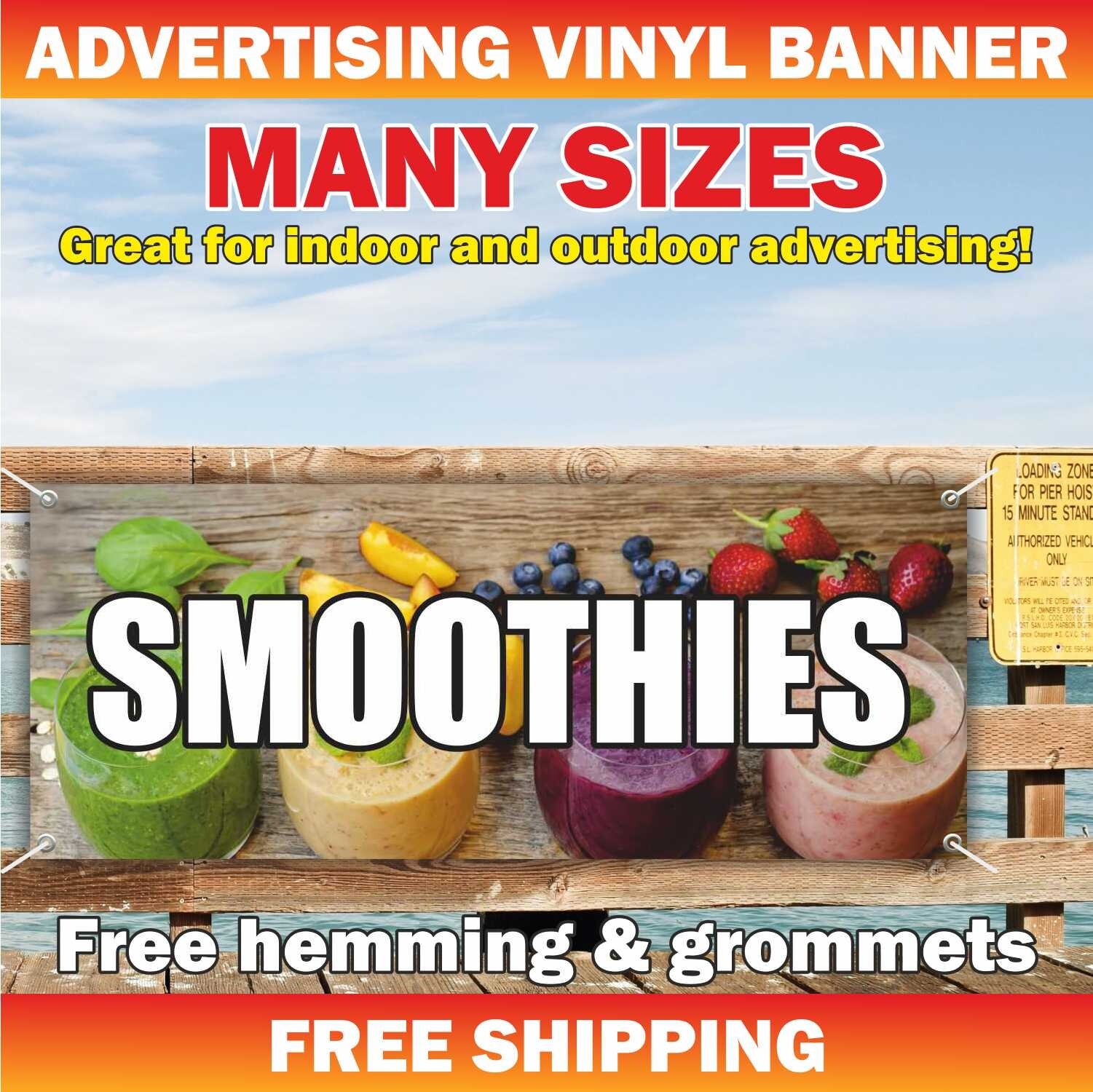 SMOOTHIES Advertising Banner Vinyl Sign health food fresh fruits tea bar drink