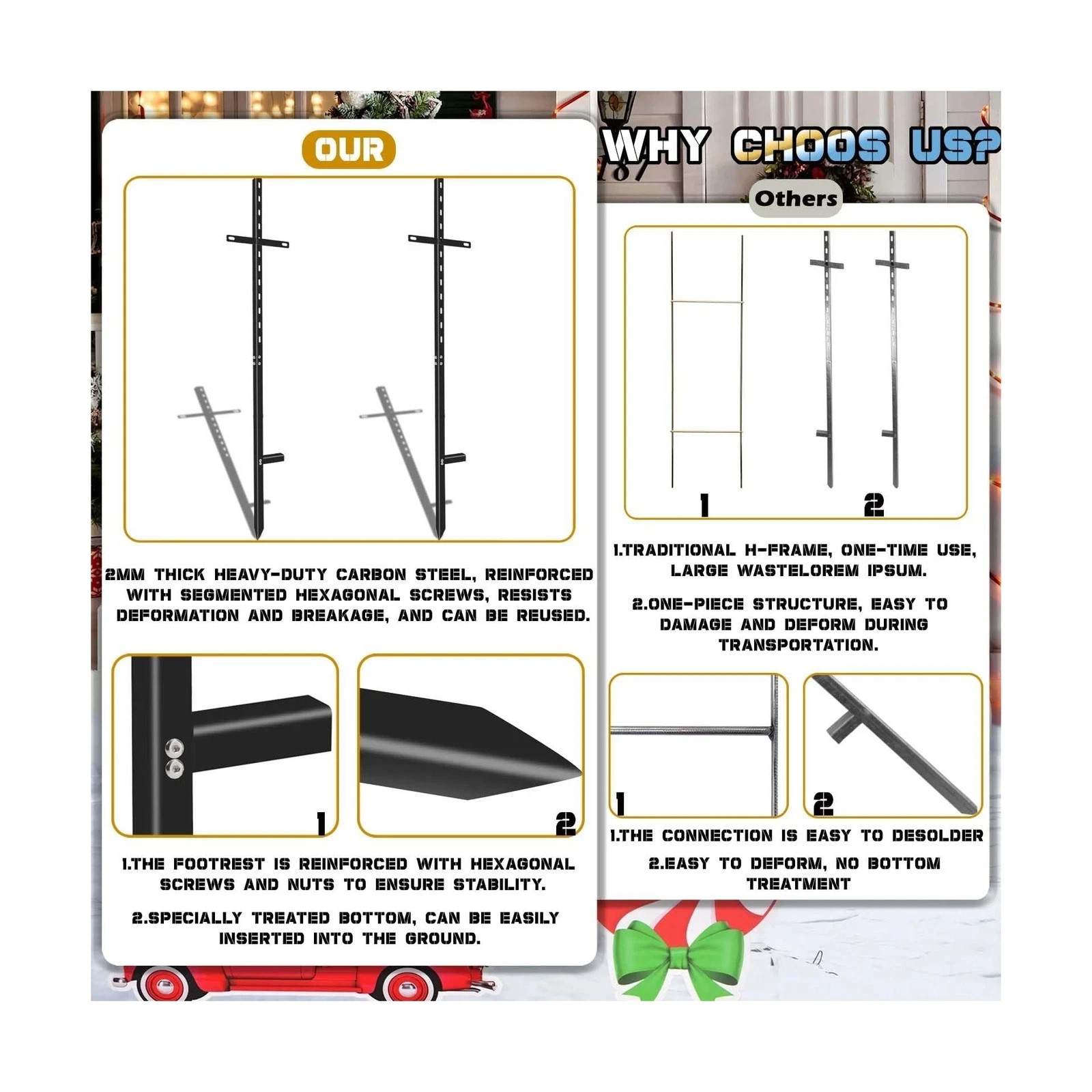 10 Pcs 46 inchens T-Bar Yard Sign Stakes Heavy Duty Metal Stake Yard Sign Hol…
