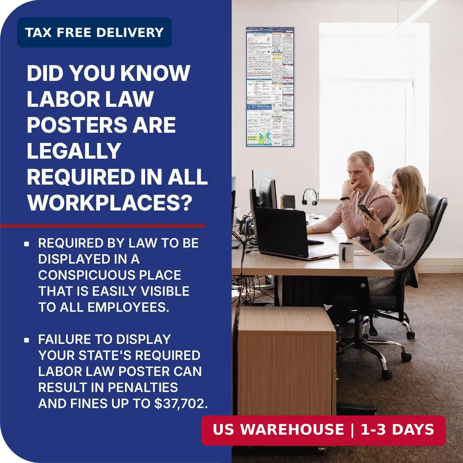 2026 Florida State & Federal Mandatory Labor Law Poster, OSHA Compliant (English