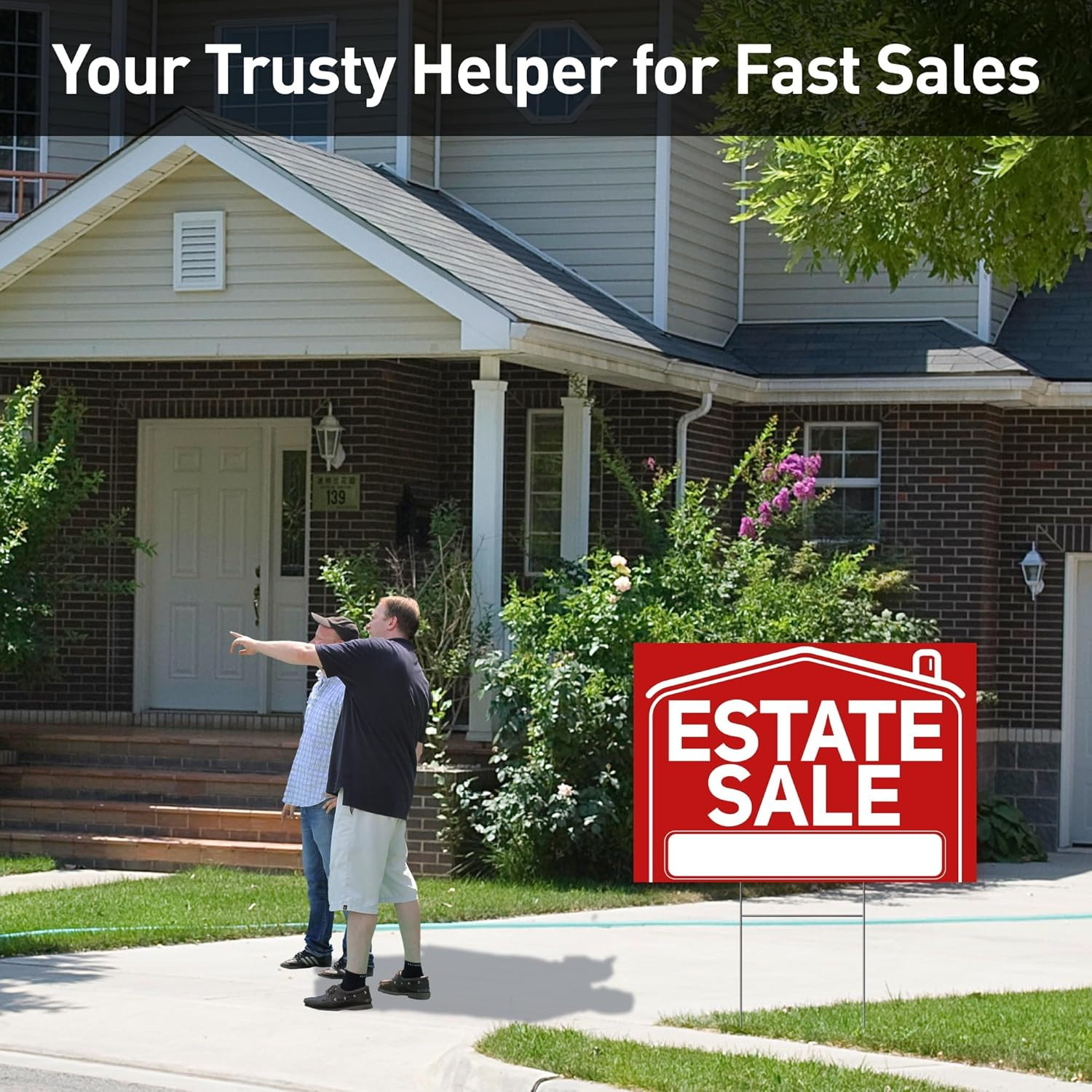6 Pcs Estate Sale Signs with Stakes, 2 Large Estate Sale Signs 17&Prime; X 12&Prime; and 4 A