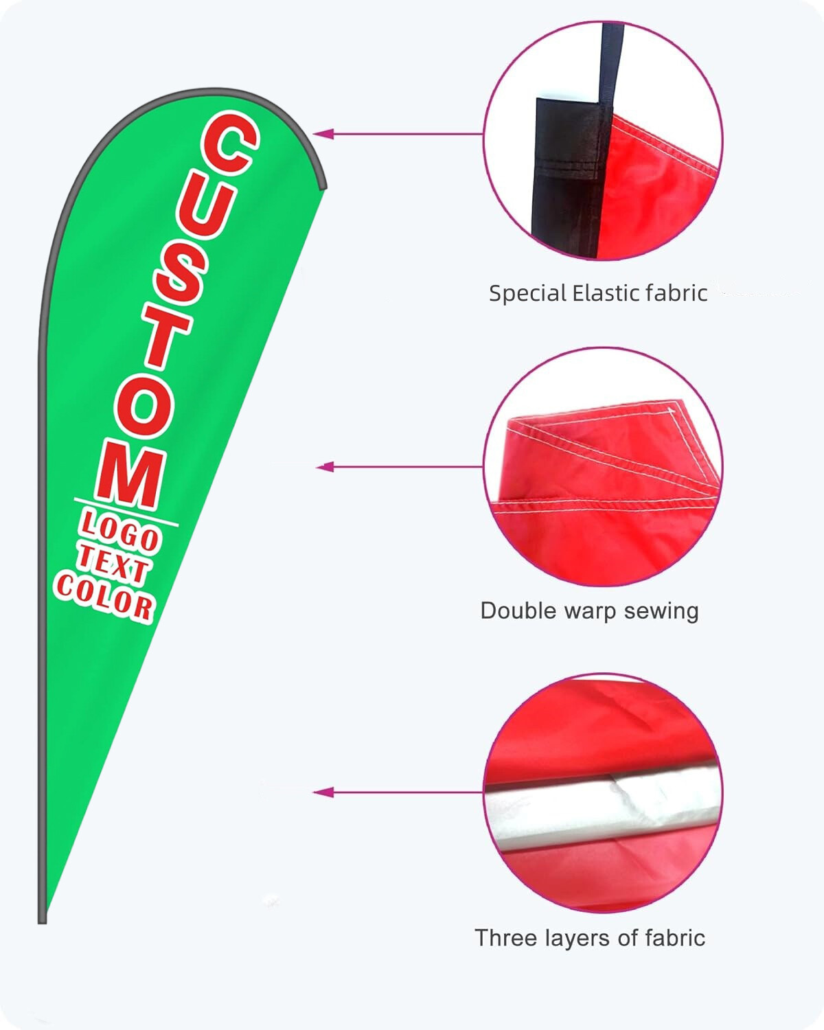 Custom Teardrop Advertising Feather Flag Outside Business Personalized Logo Text