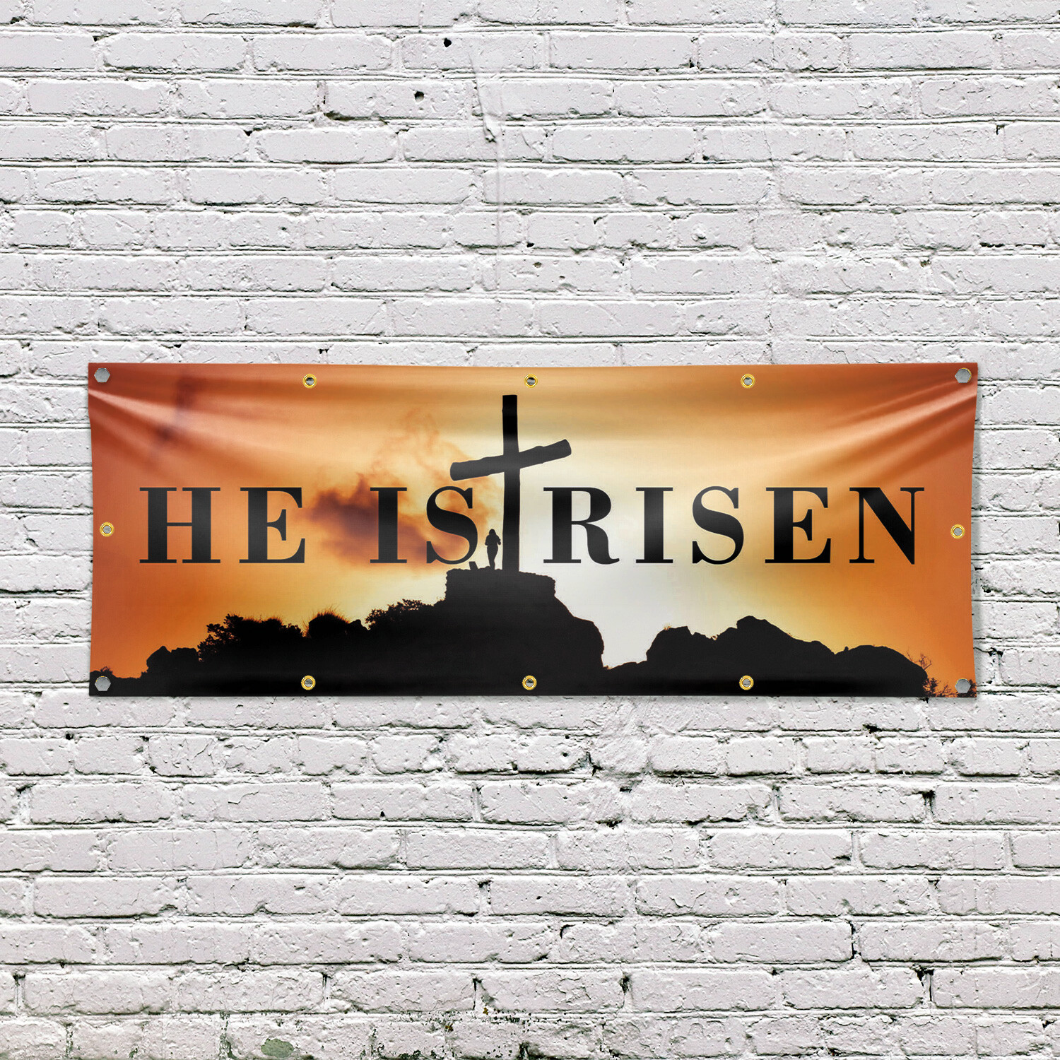 He is Risen 13 oz Vinyl Banner Sign with Metal Grommets Heavy-Duty Single-Sided