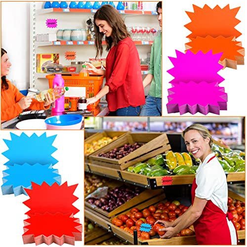 500 Pcs Burst Sign Blank Paper Price Tags for Retail Garage Market