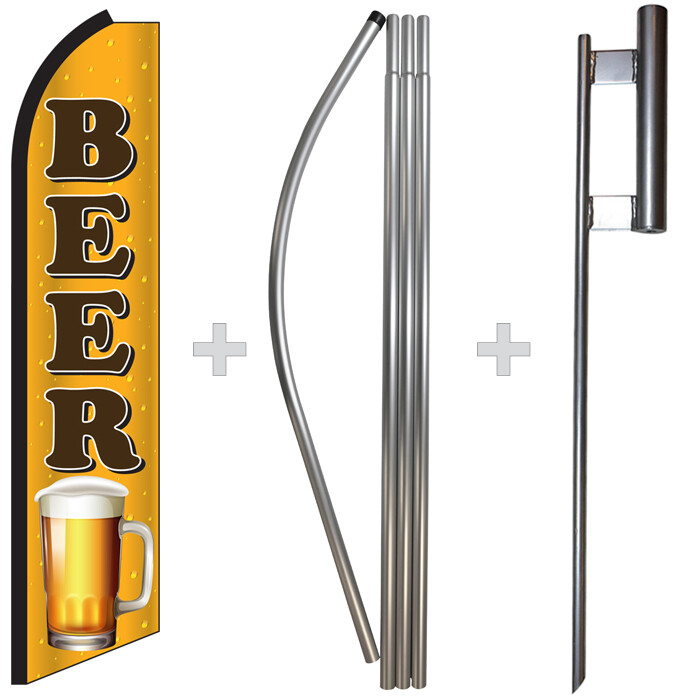 Beer 15&prime; Tall Swooper Flag & Pole Kit Feather Super Banner