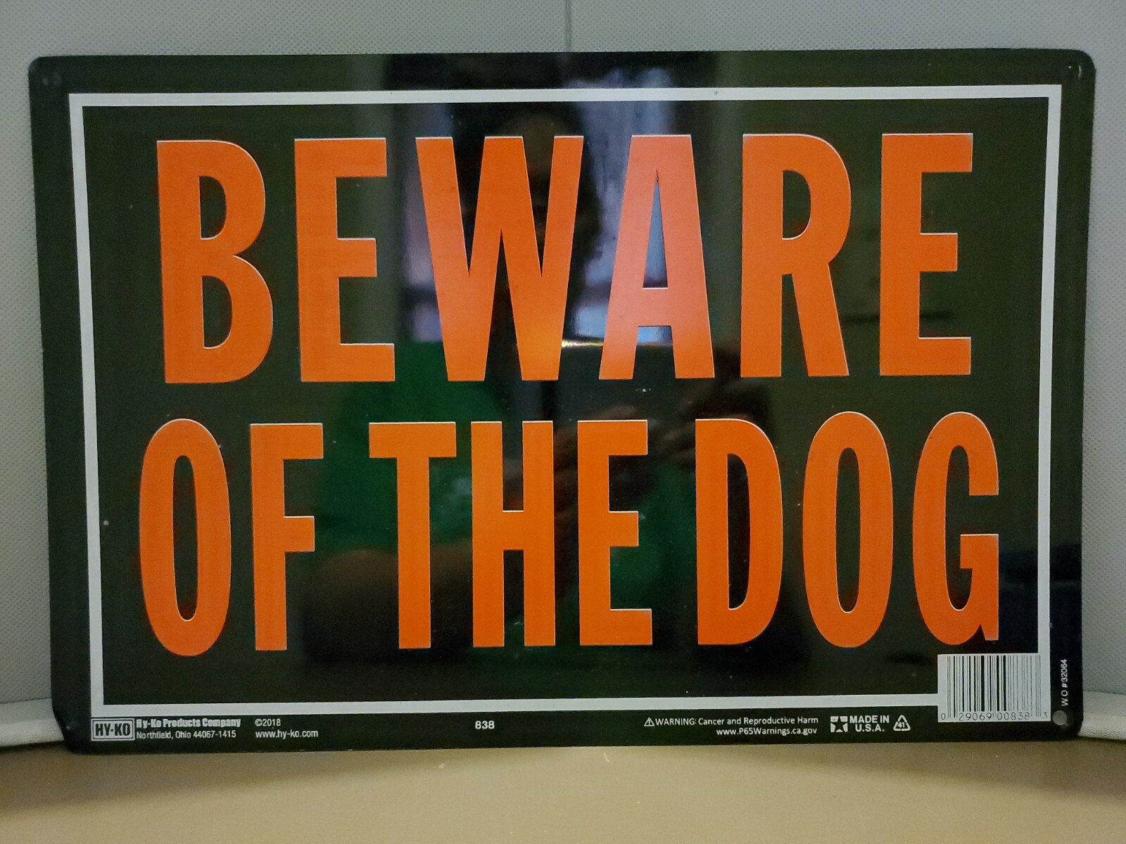 Hy-Ko Products 838 Beware of Dog Aluminum Sign 9.25&Prime; x 14&Prime; Orange/Black 1 Pc