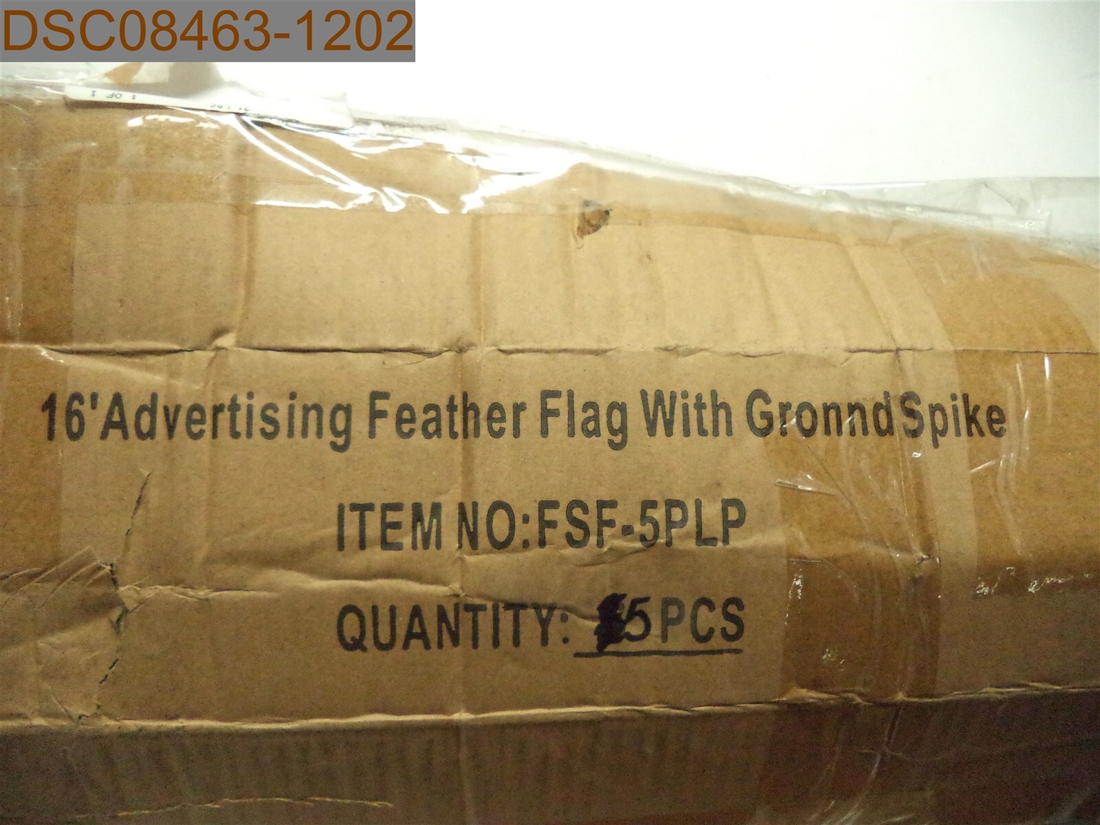 QTY = 5: 16&prime; Advertising Feather Flag w/ Ground Spike, FSF-5PLP, 30-1/2&Prime; L