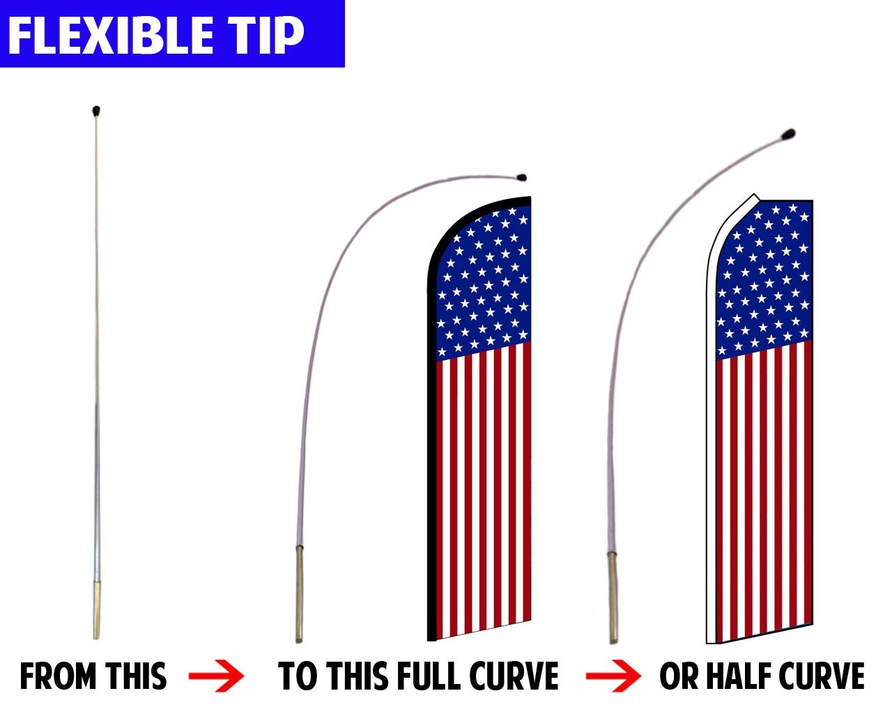 16ft Hybrid Swooper Pole Feather Flag Pole Flutter Flag Pole Convertible Pole