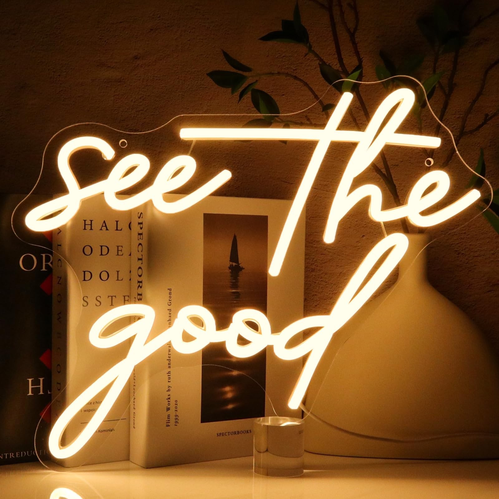 See The Good Neon Sign for Wall Decor, Warm White Led Signs for Room, USB Dim…