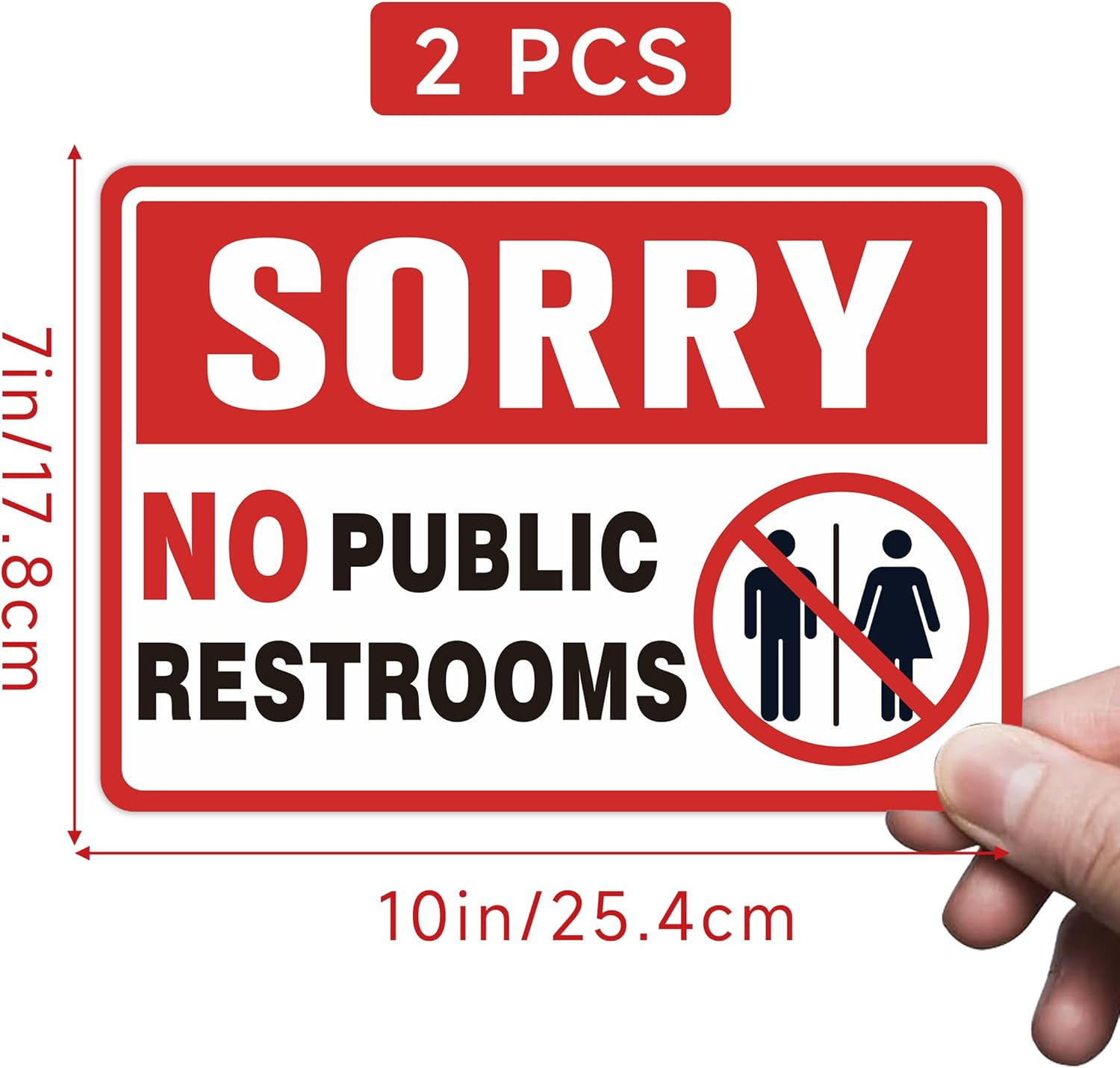 2PCS No Public Restroom Signs for Business, Self Adhesive Weatherproof Vinyl Sor