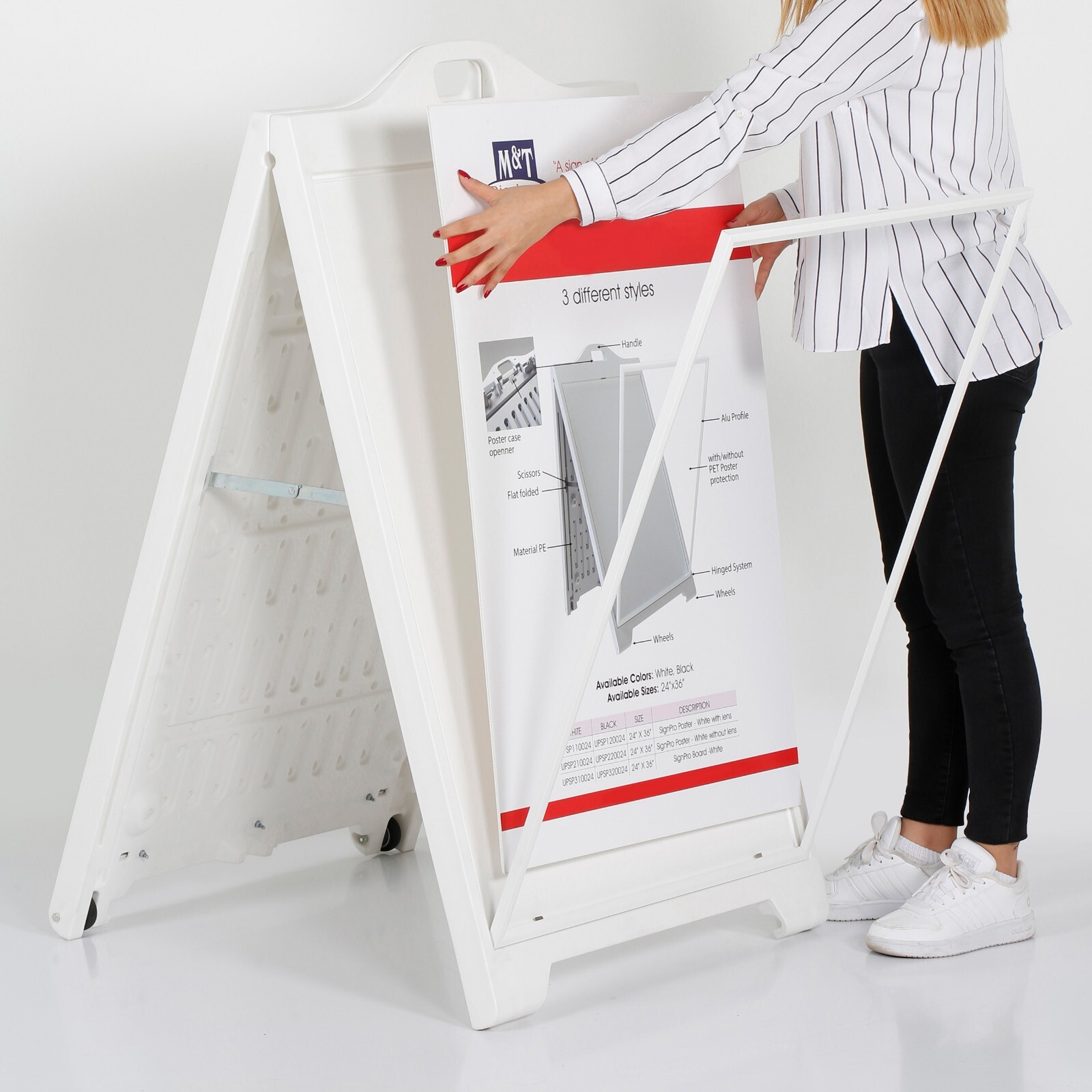 Sandwich Board A-Frame Sidewalk Sign Holder without Protective Cover 24×36 White