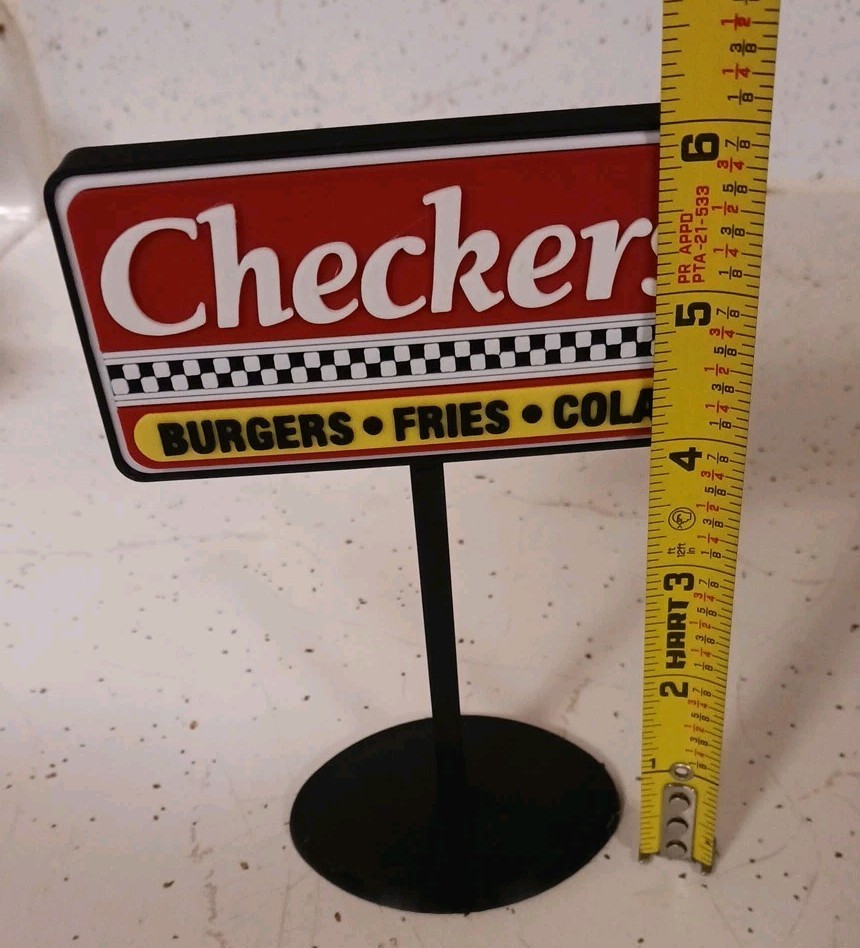 Checkers Burgers FAST FOOD Restaurant Sign 3d Printed Miniature 6&Prime;