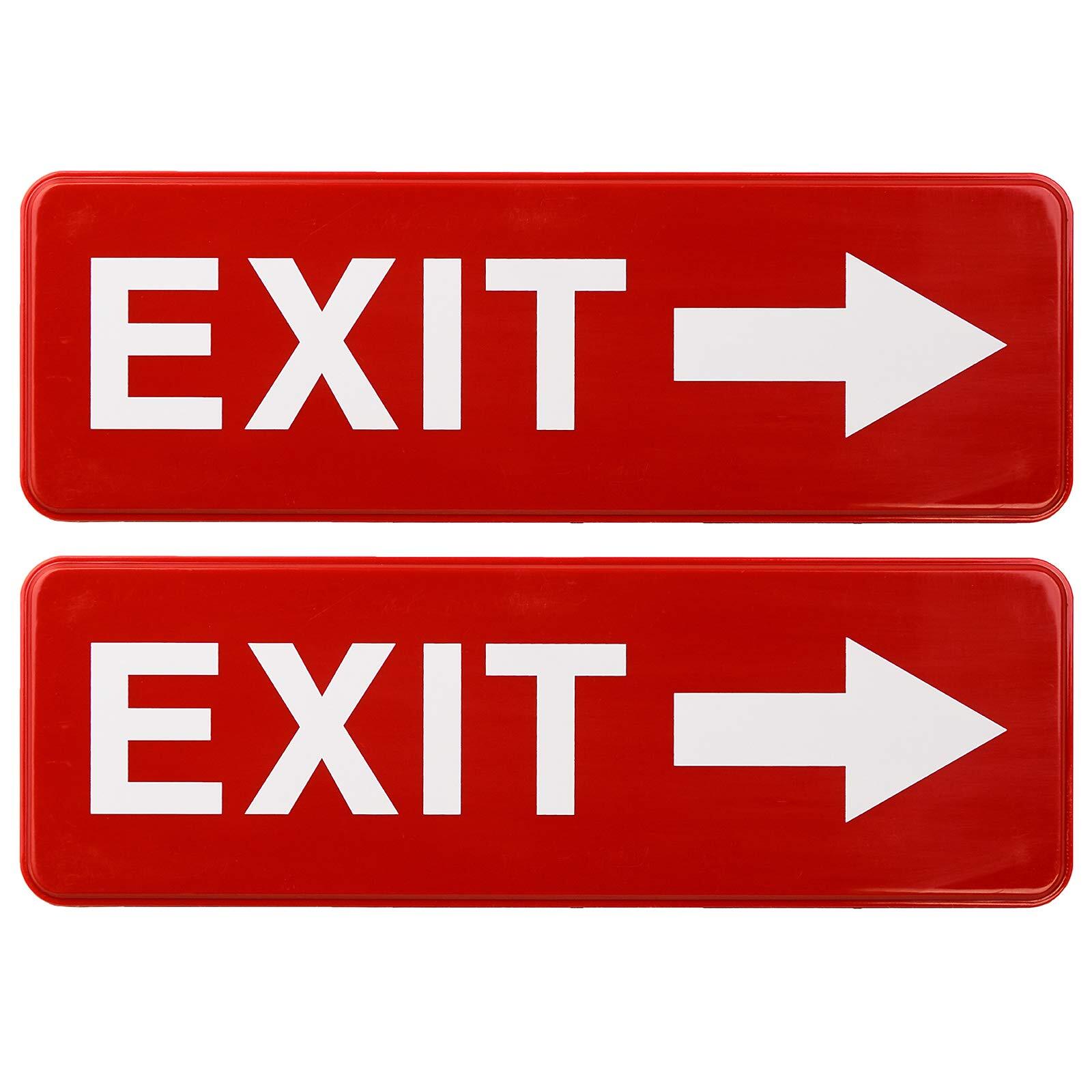 Right Arrow Exit Sign 2 Pack 9×3 Inch Plastic Red Informative Symbols