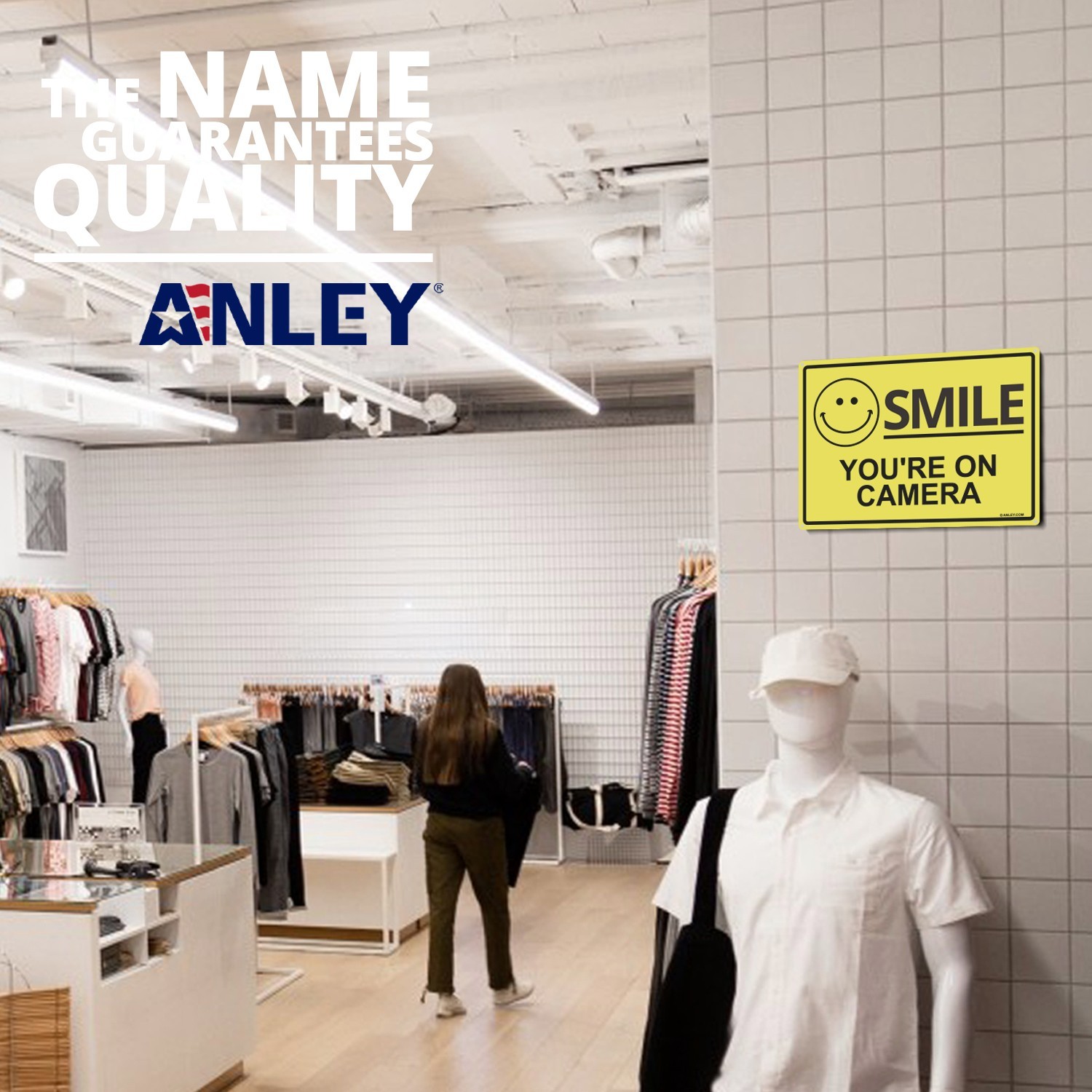 Anley 2 Pack Smile You&rsquo;re on Camera Sign 7 X 10 In Aluminum Warning Sign