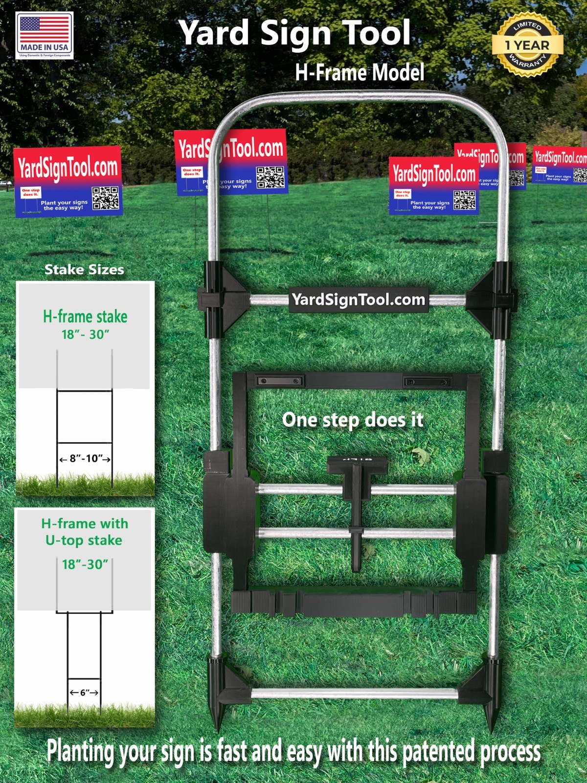 Yard Sign Installation Tool for H-frame Stakes- Easy way to Plant Yard Signs