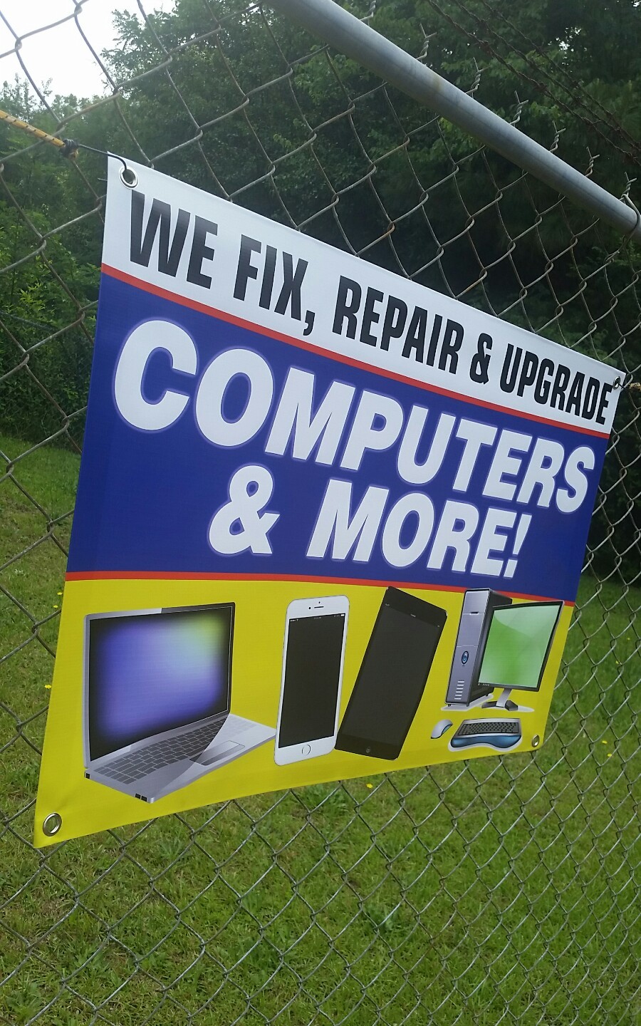3&rsquo;x2&prime; WE FIX REPAIR UPGRADE COMPUTERS Banner Display Sign Virus iPhone Tablet PC