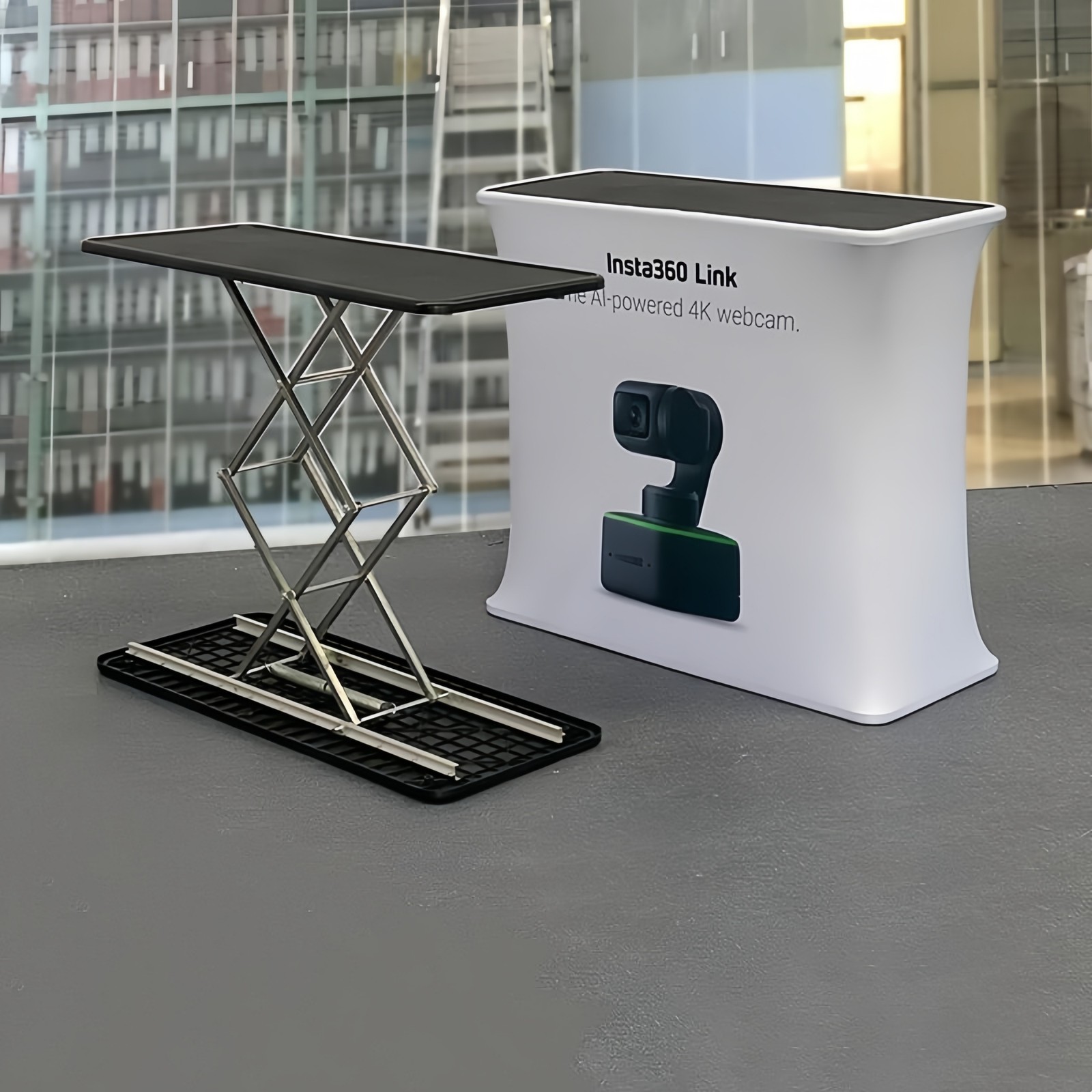 Quick-Pop Portable Display Counter with Plastic Cylinder Lift & Elastic Fabric