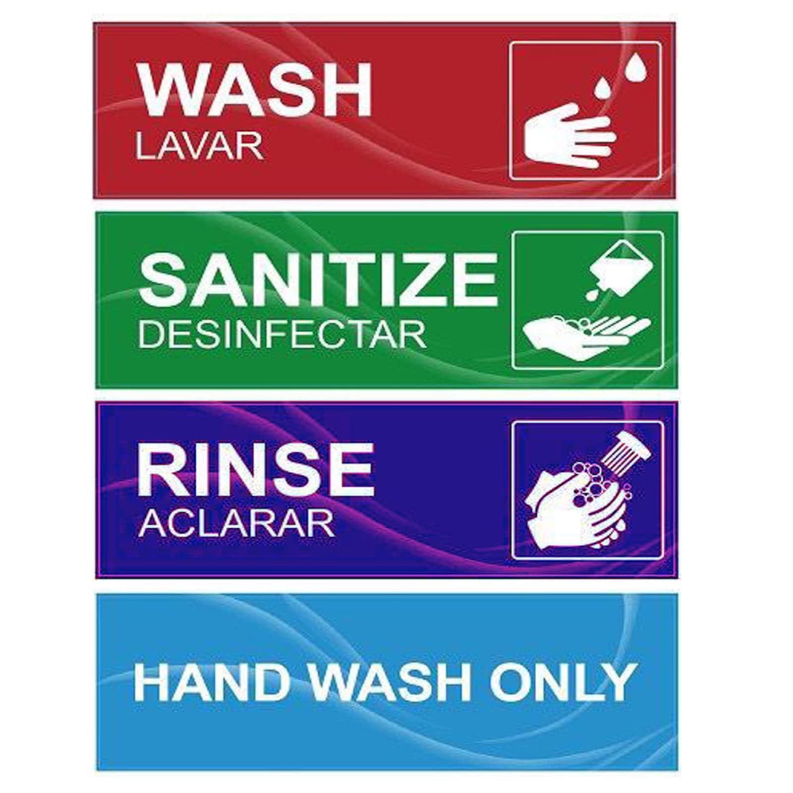 4 Pack Wash Rinse Sanitize Sink Labels, Waterproof Sticker Signs Perfect for …