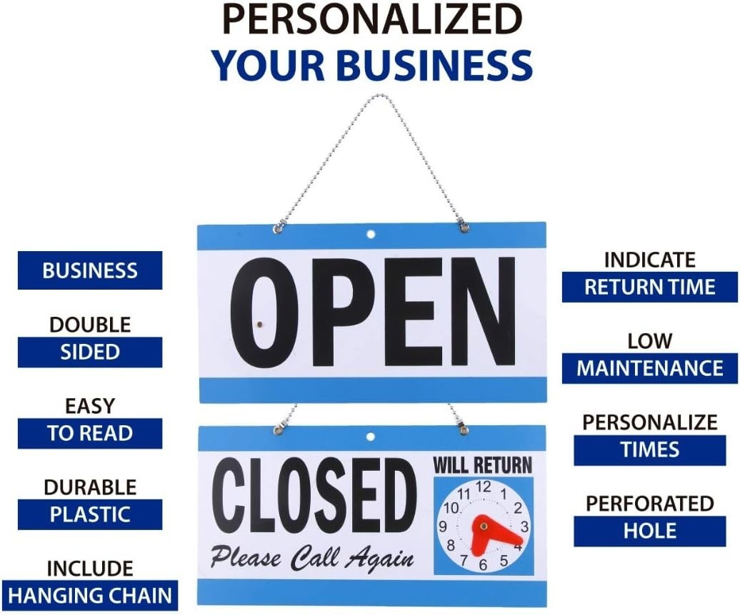 Complete Business Sign Bundle – Customizable Open/Closed Signs with Return Cl…