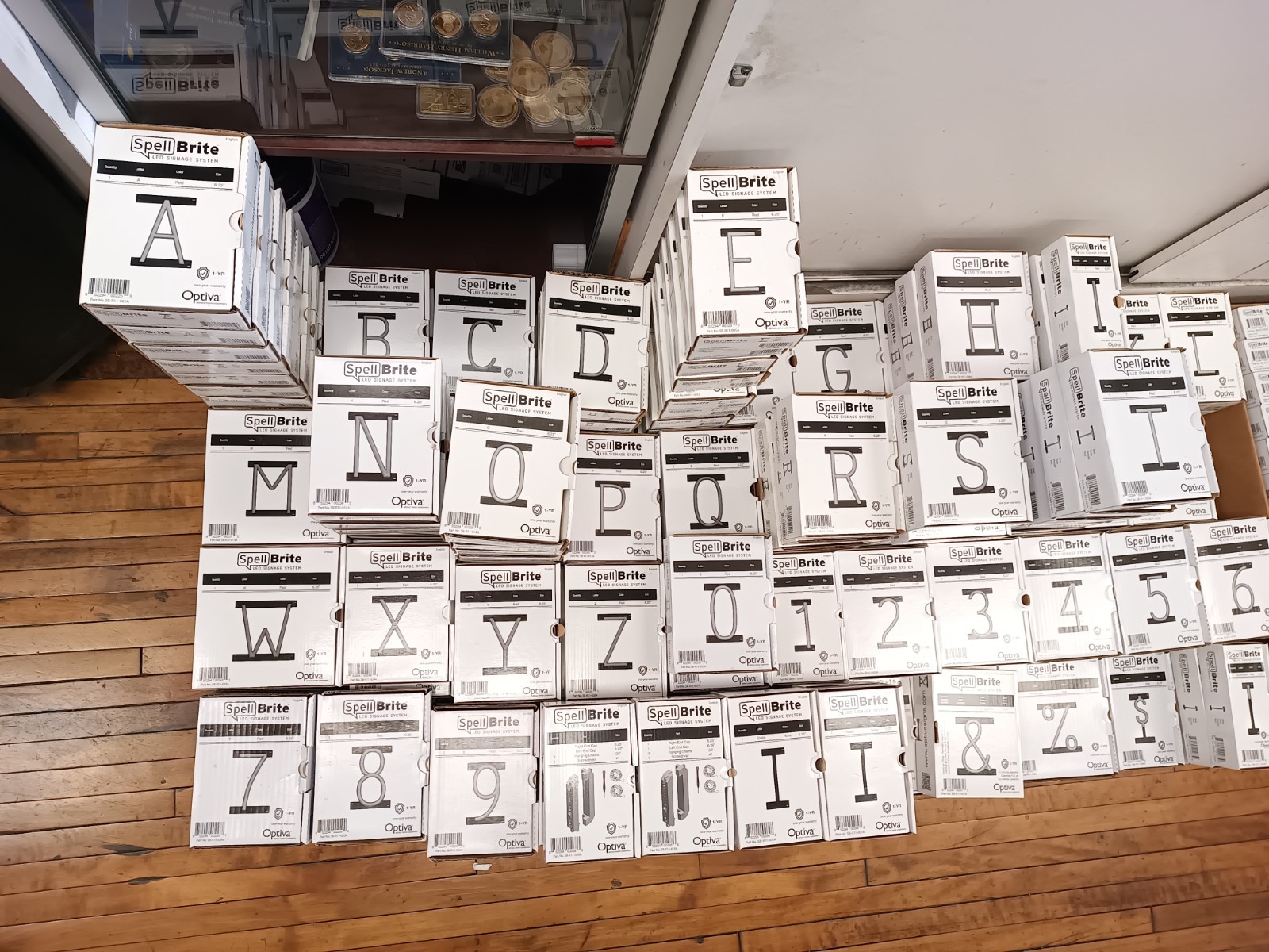 SpellBrite LED Sign HUGE lot of 252 Letters, Numbers, Characters + Accessories