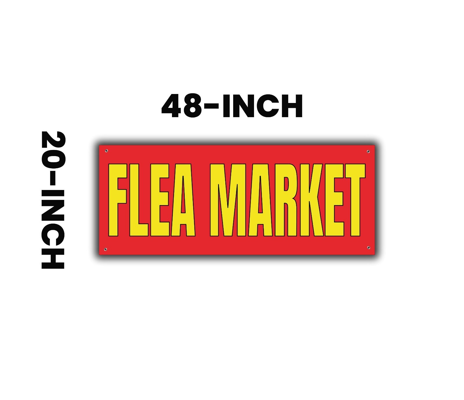 Flea Market Banner 48×20 Inches, Large Red and Yellow Advertising Sign, Durable