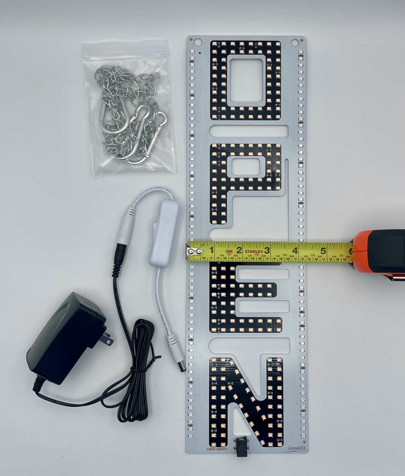 LED Open Sign Vertical Hanging Red and Blue LED Lights, LemonNova, Tested/Works
