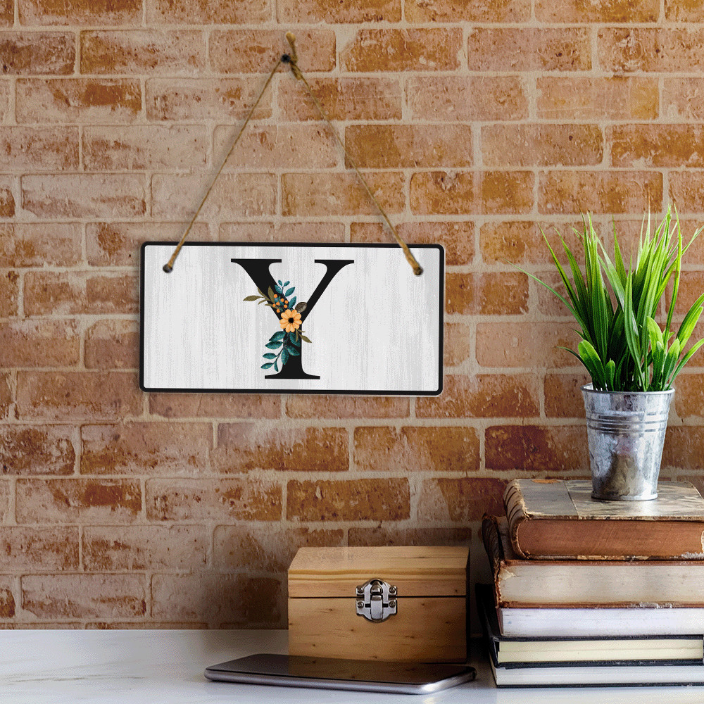 Y Flower Decor 5×10 Hanging Wall or Door Sign | Alphabet Letter Room Decoration