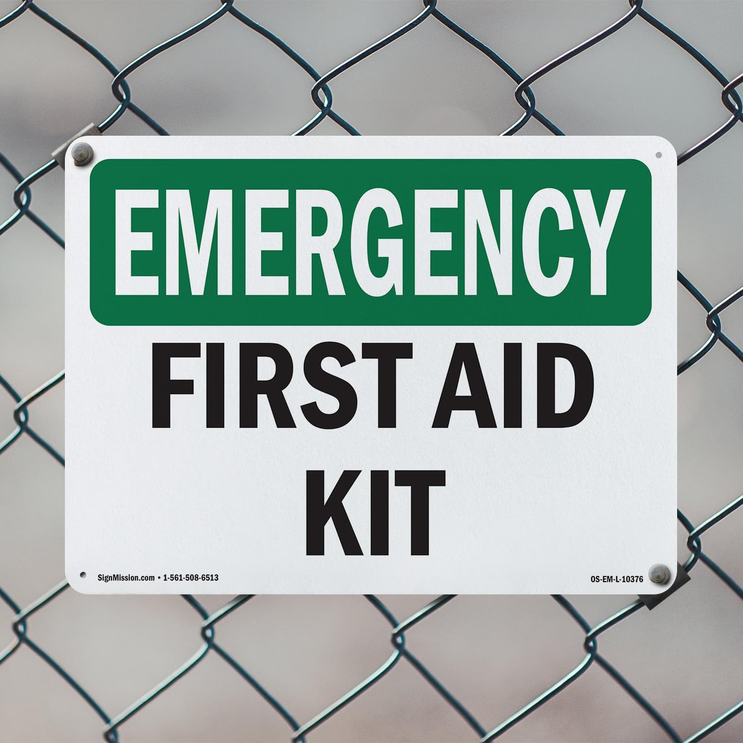 First Aid Kit OSHA Emergency Rigid Plastic Sign 18 Inch X 12 Inch – 10 Pack